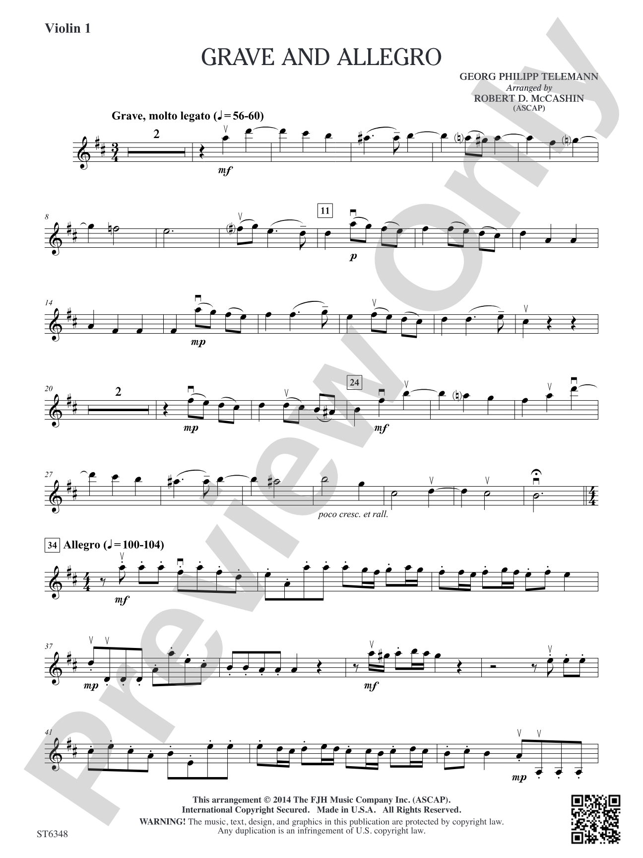 Grave and Allegro: Violin 1