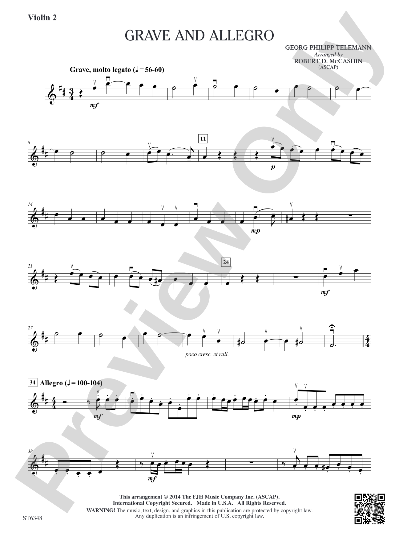 Grave and Allegro: Violin 2