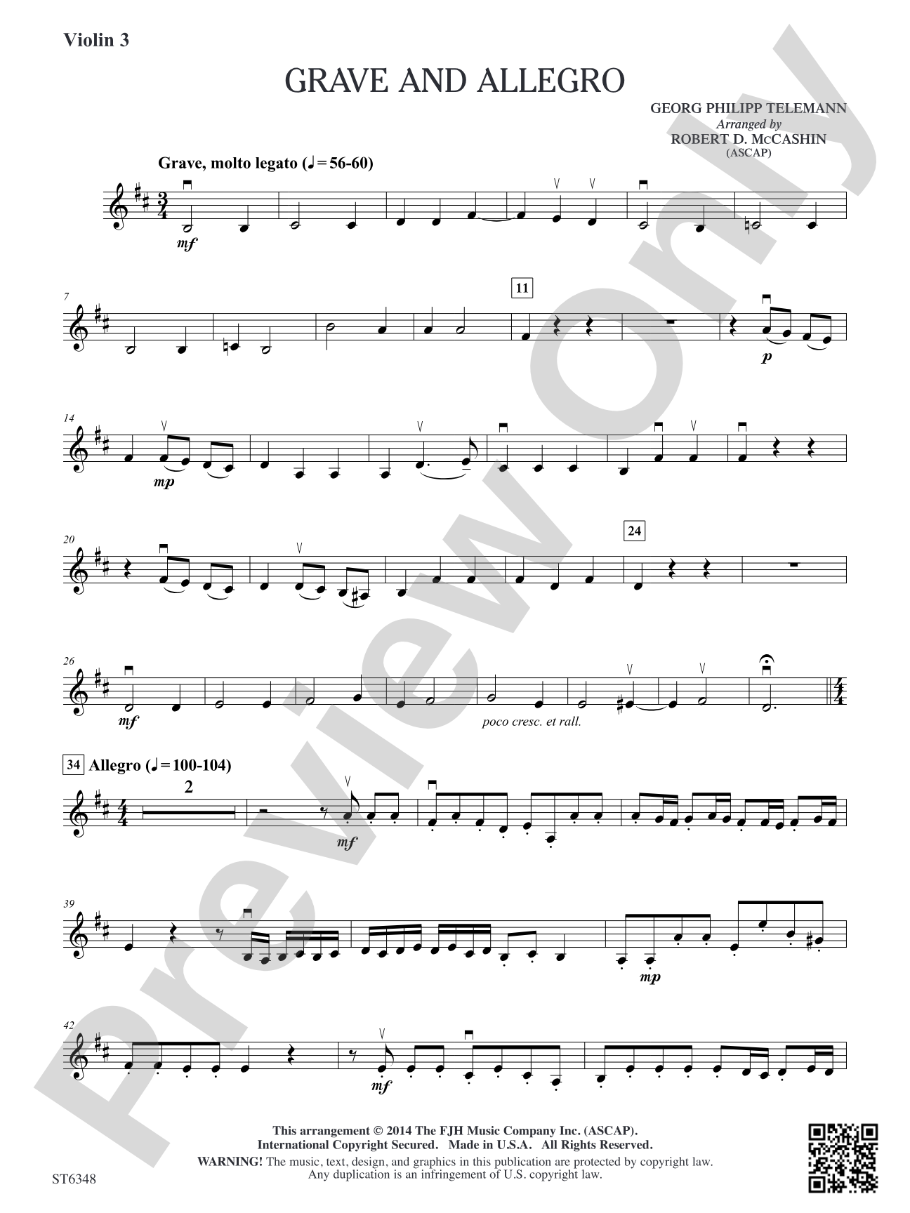 Grave and Allegro: Violin 3 (Viola T.C.)