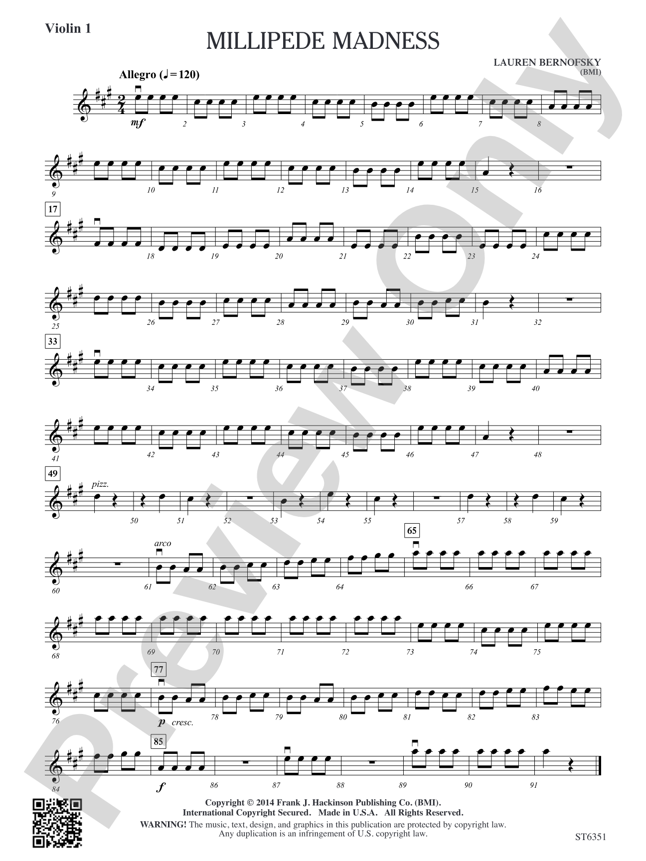 Millipede Madness: Violin 1