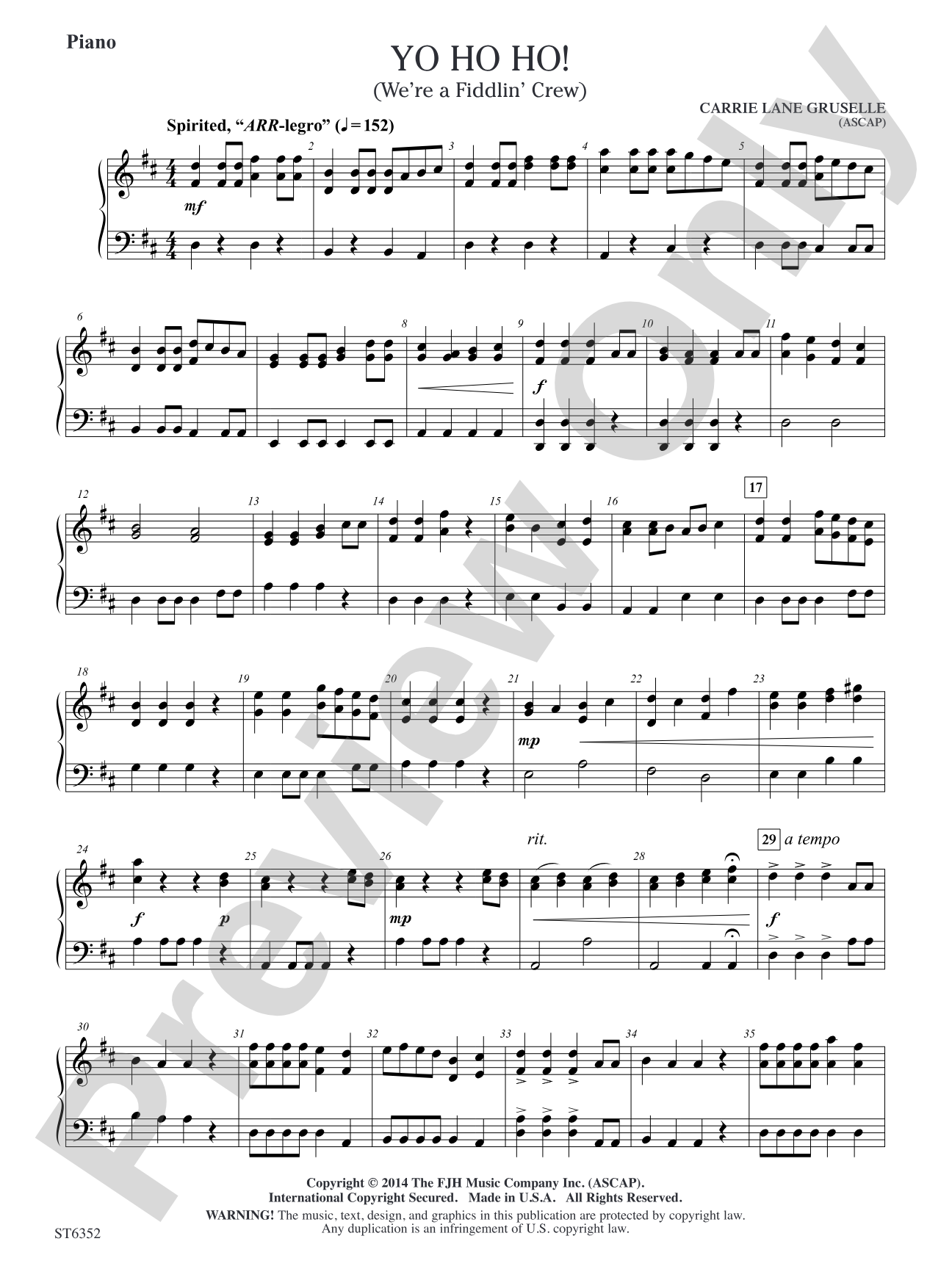 Yo Ho Ho!: Piano