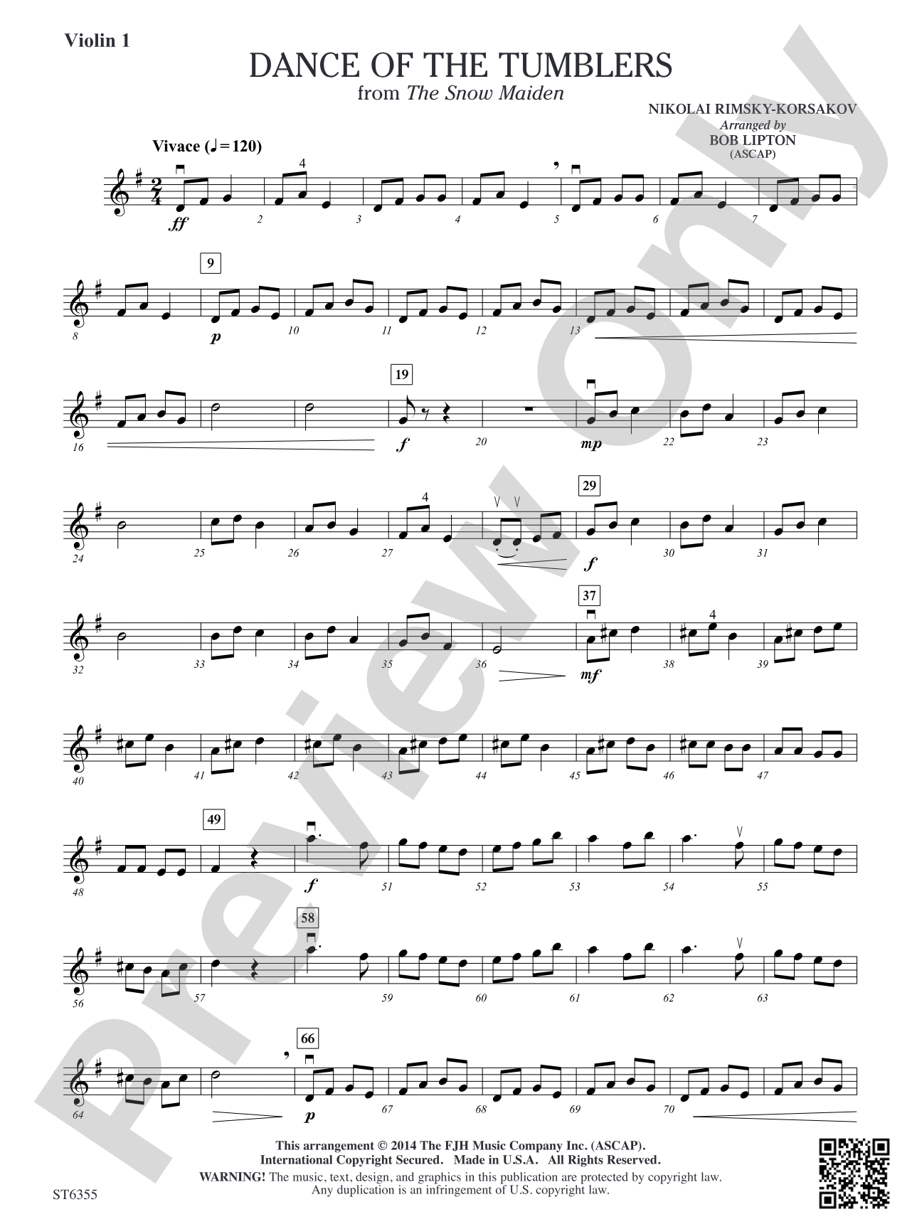 Dance of the Tumblers: Violin 1