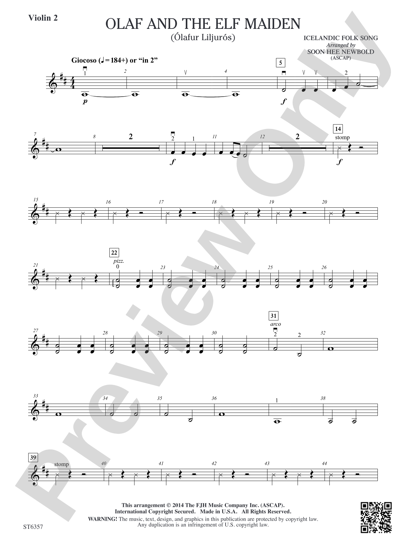 Olaf and the Elf Maiden: Violin 2