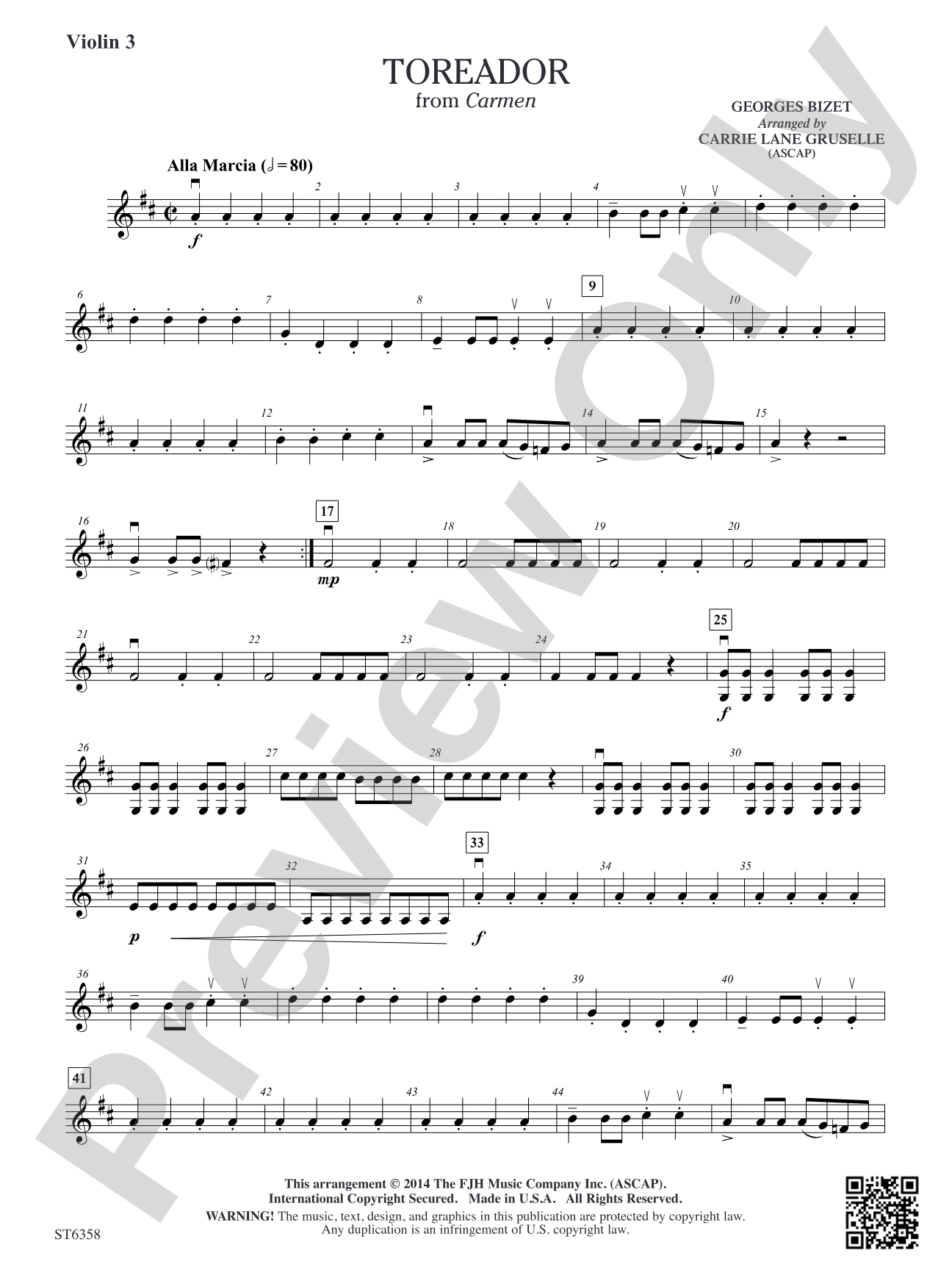 Toreador: Violin 3 (Viola T.C.)