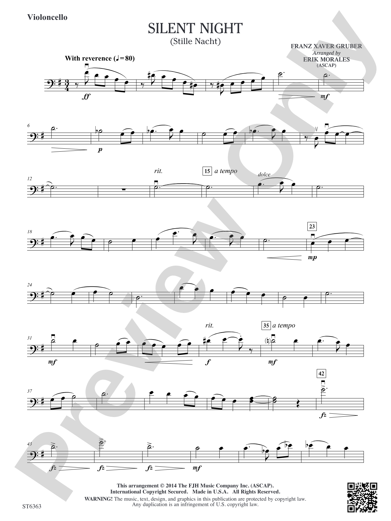 Silent Night: Violoncello