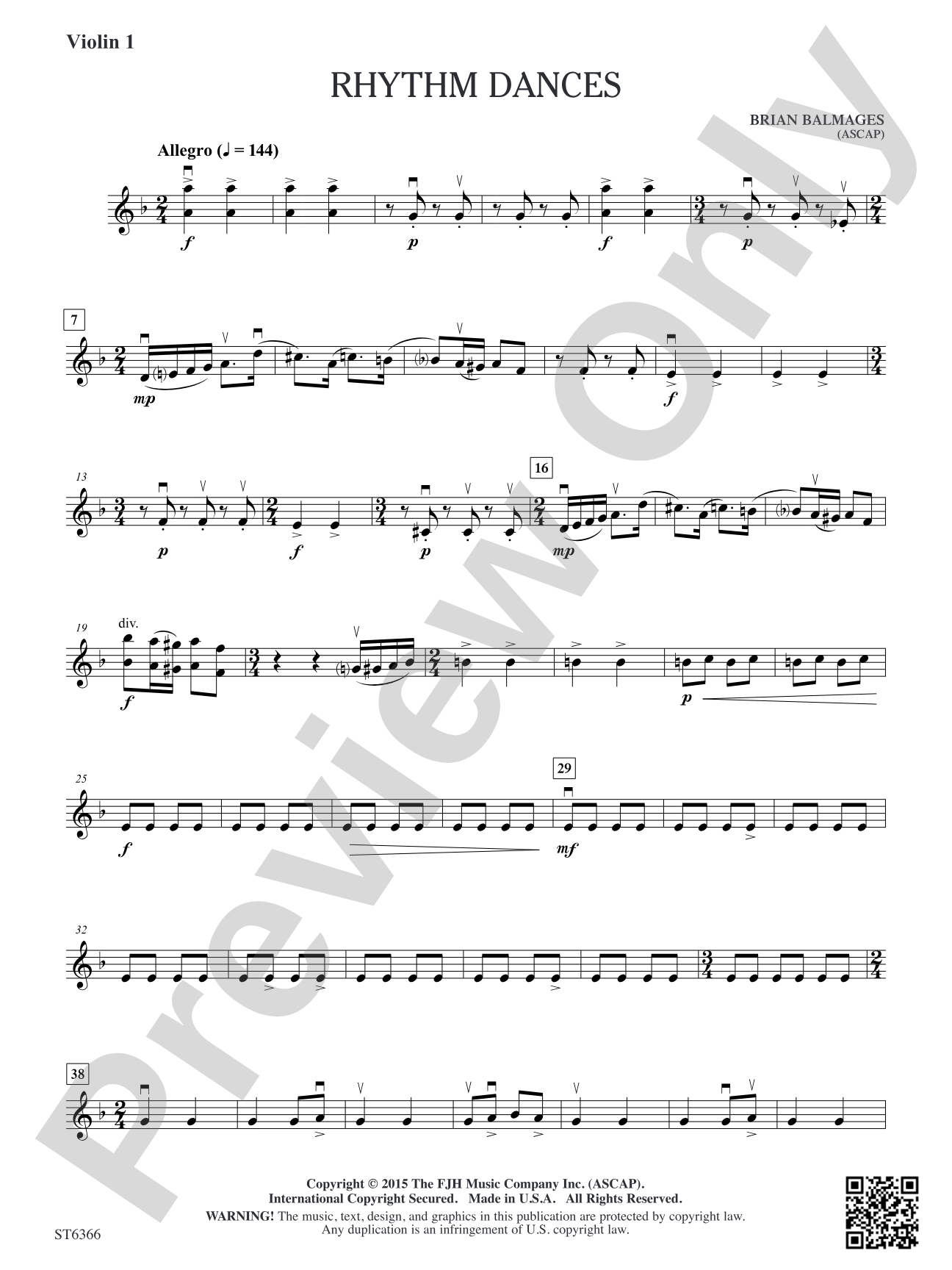 Rhythm Dances: Violin 1