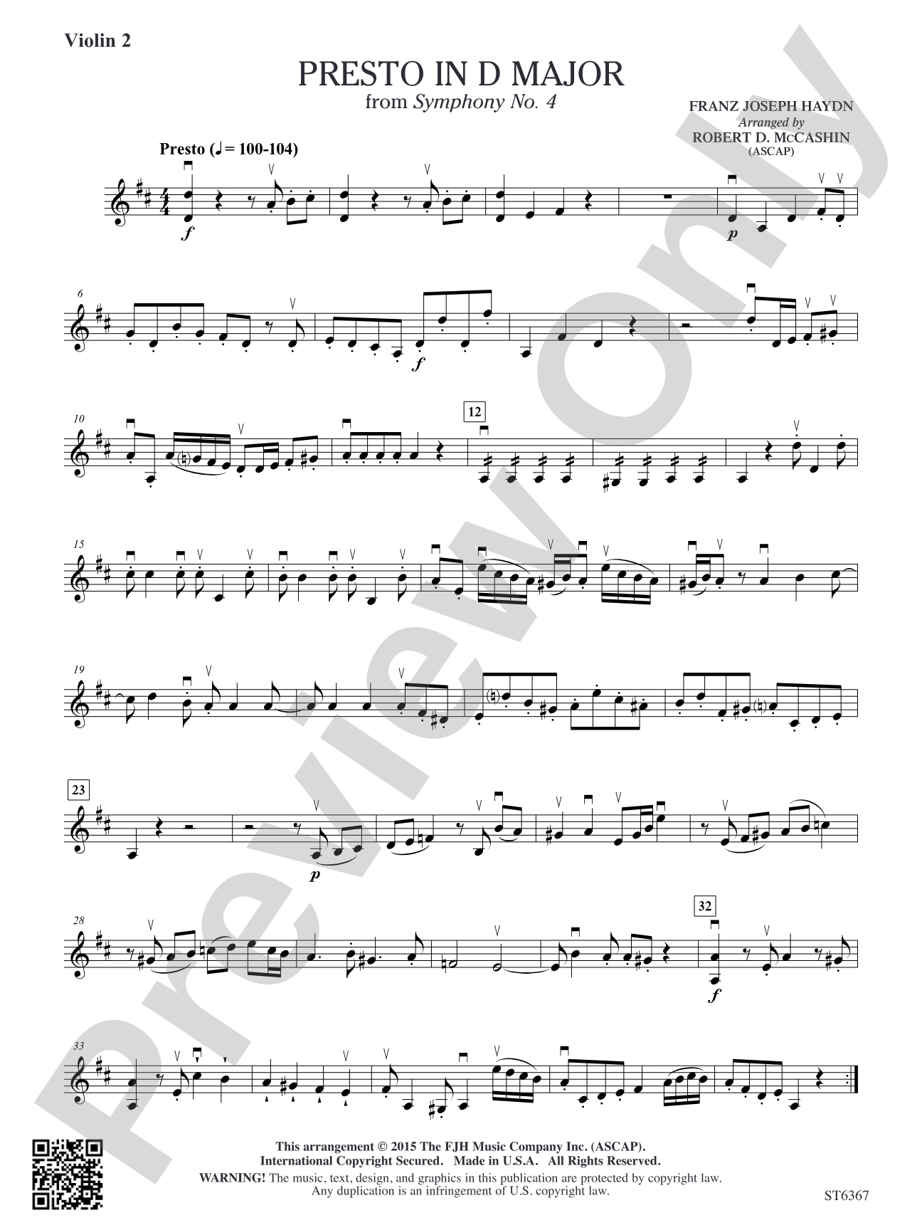 Presto in D Major: Violin 2