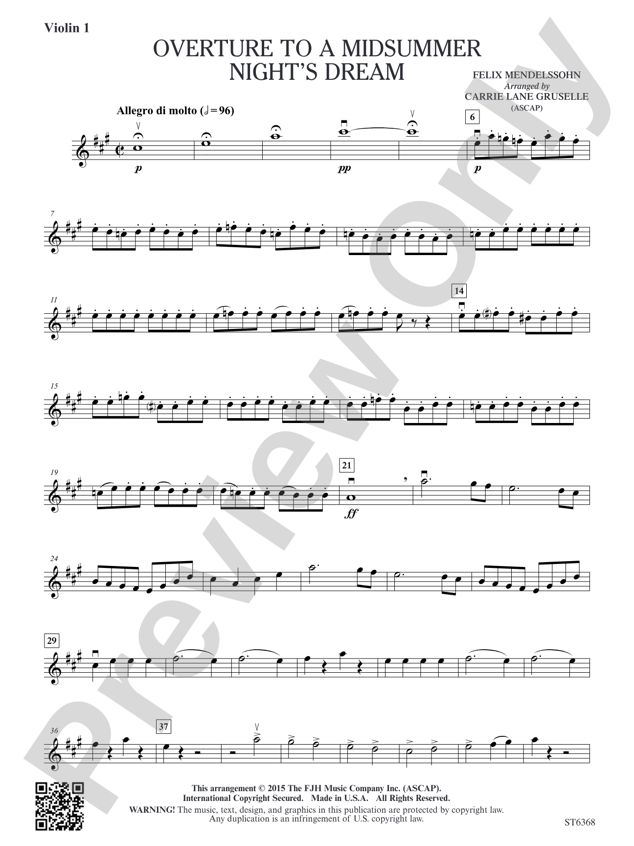 Overture to a Midsummer Night's Dream: Violin 1