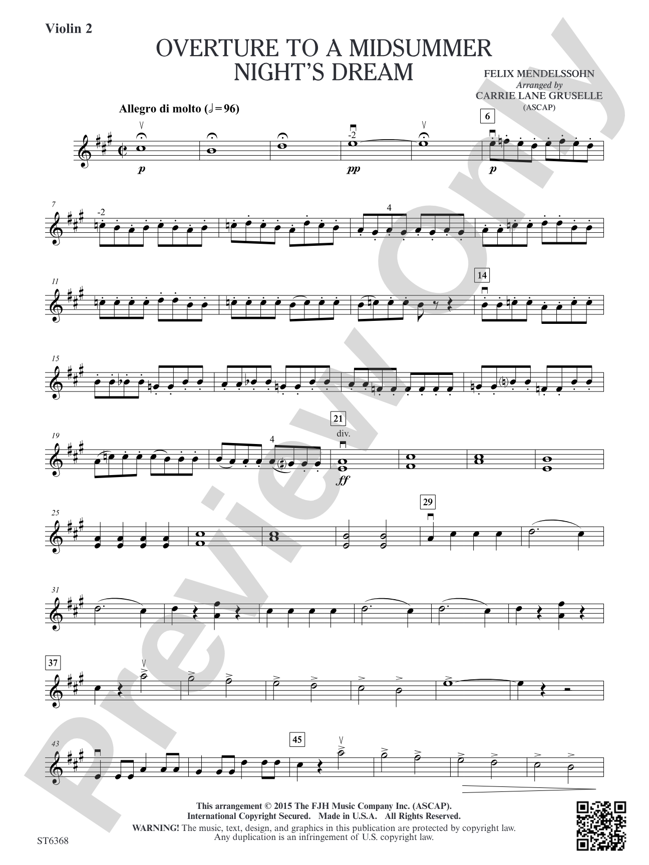 Overture to a Midsummer Night's Dream: Violin 2