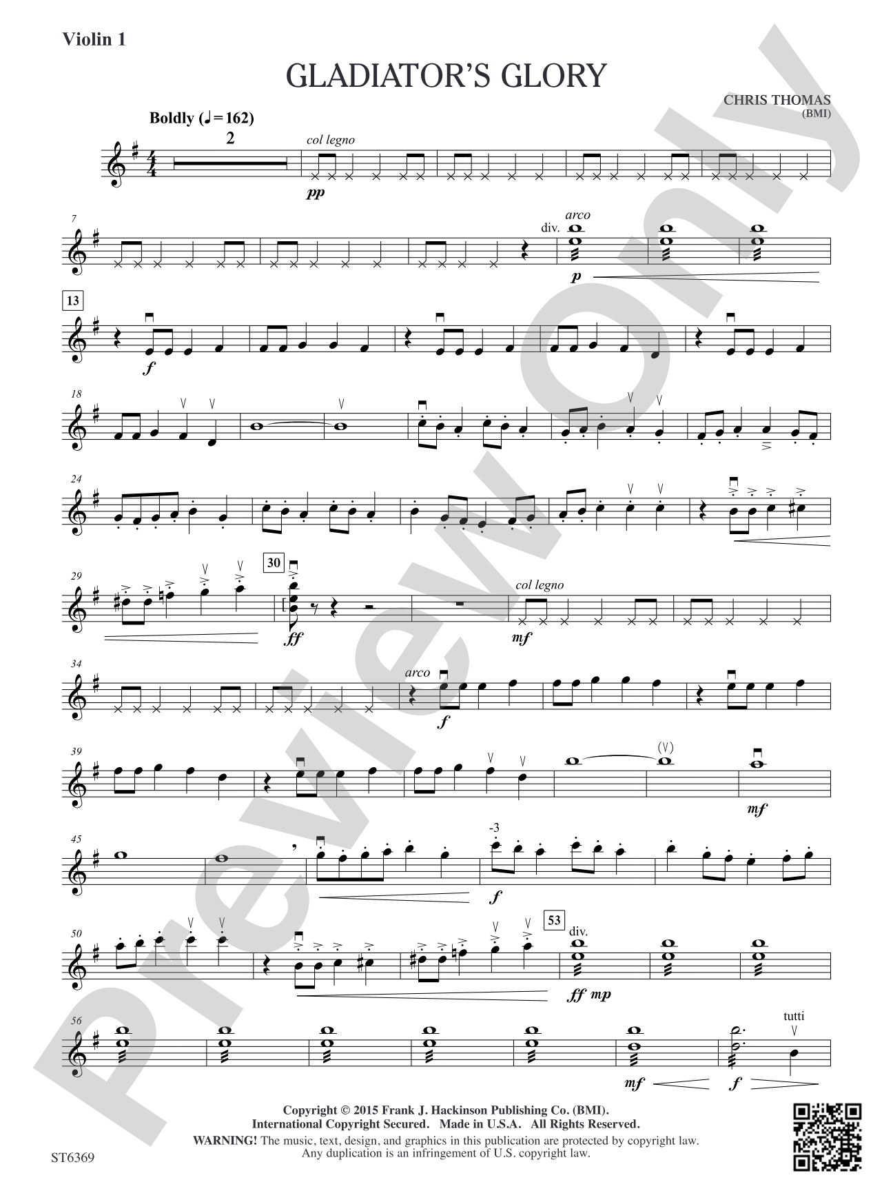Gladiator's Glory: Violin 1