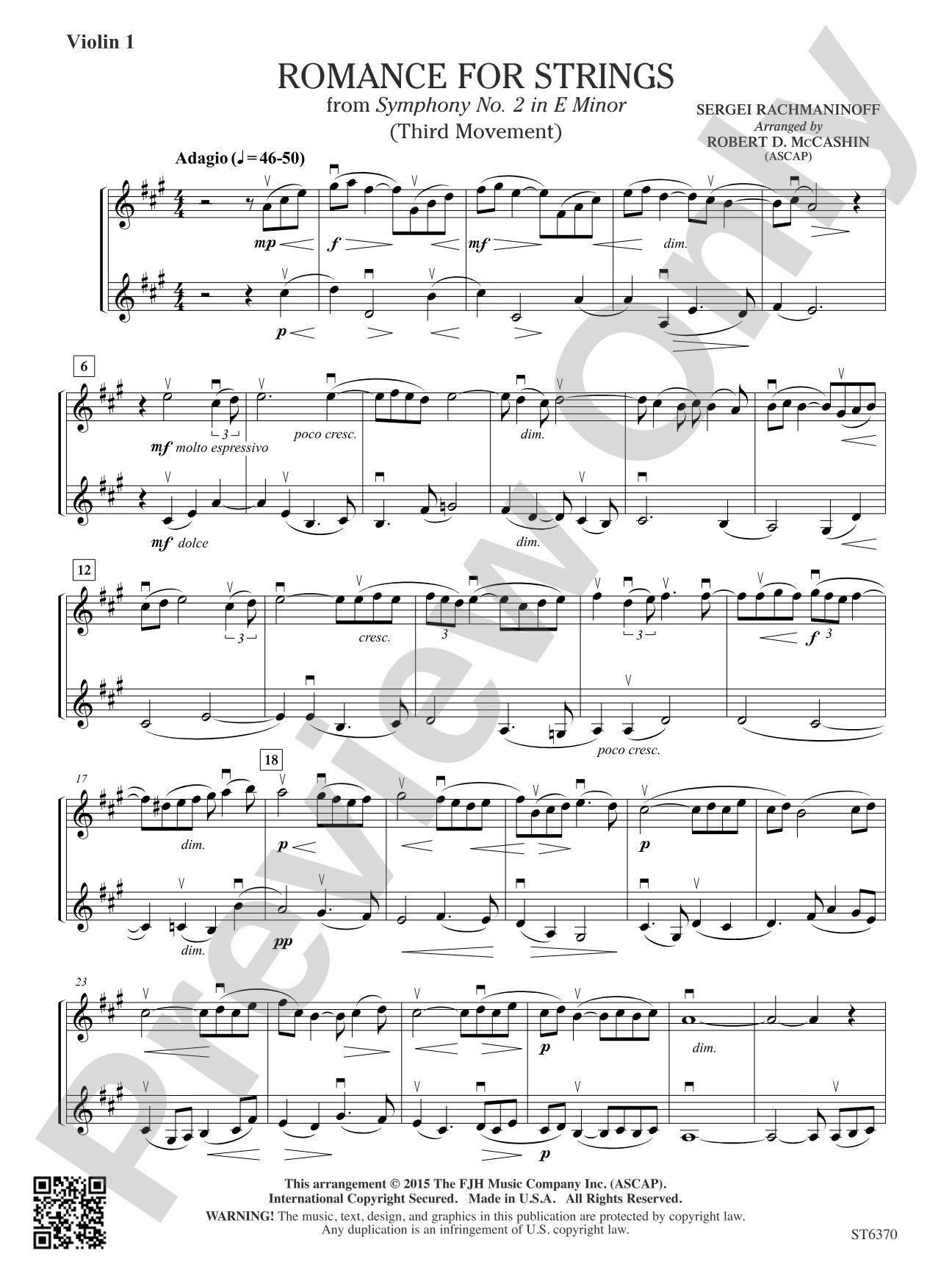 Romance for Strings: Violin 1