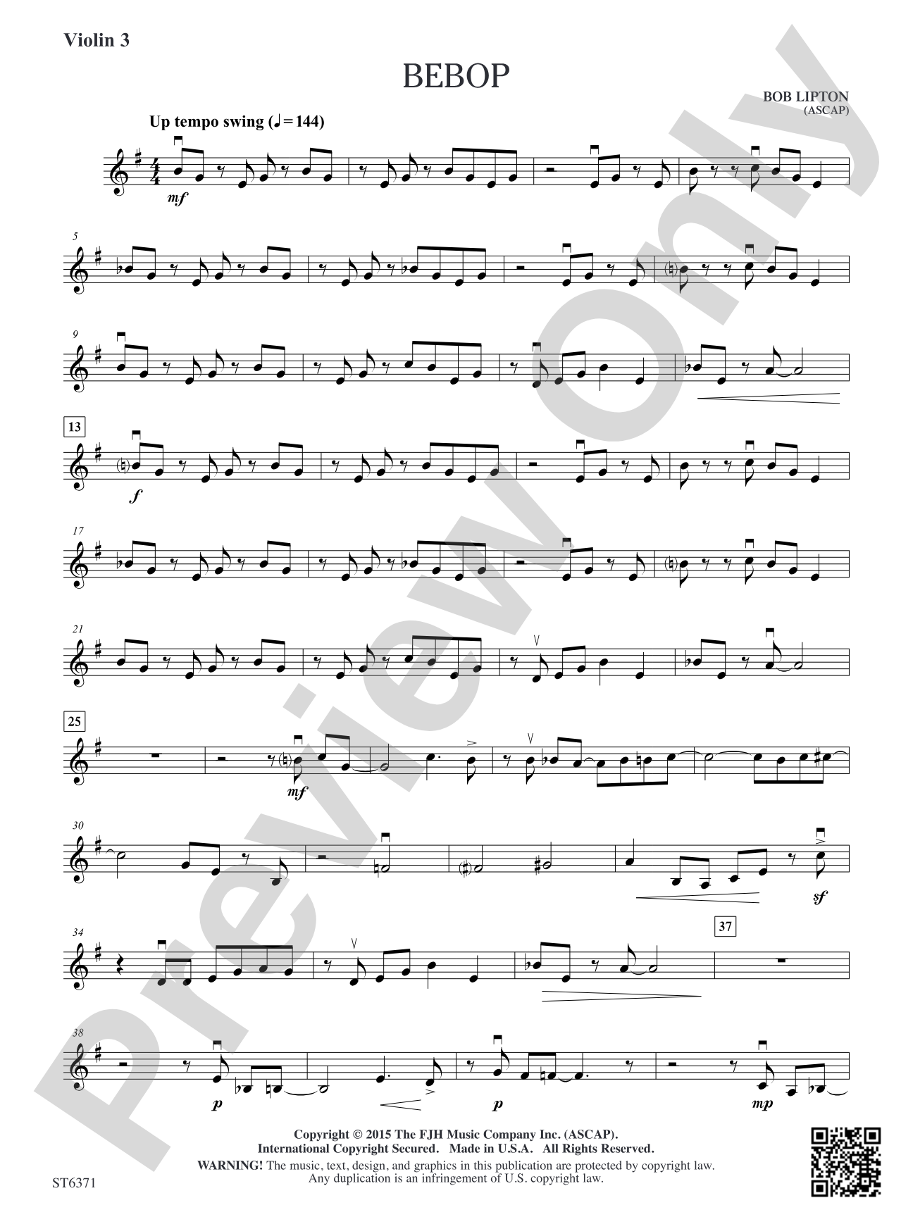 Bebop: Violin 3 (Viola T.C.)