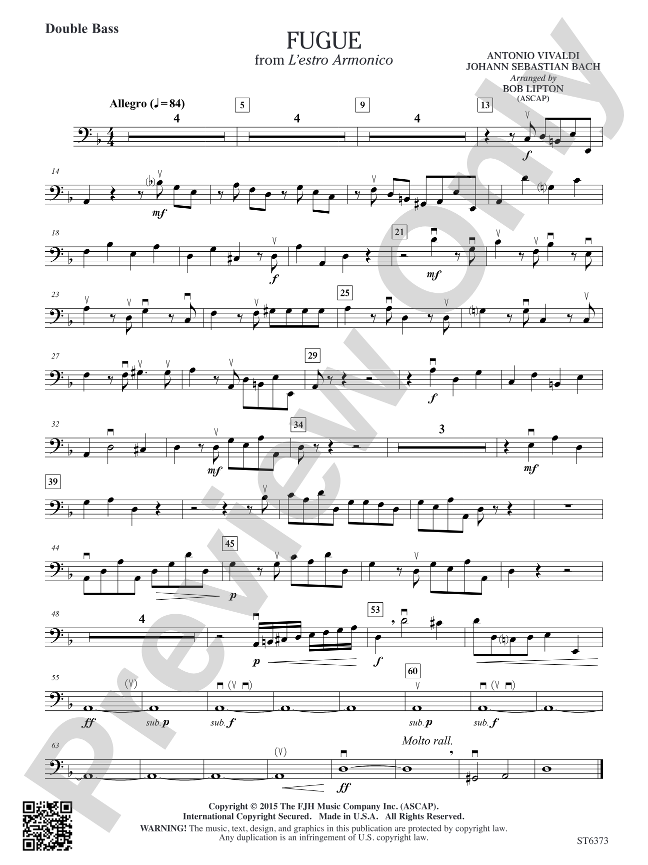Fugue from L'estro Armonico: Double Bass