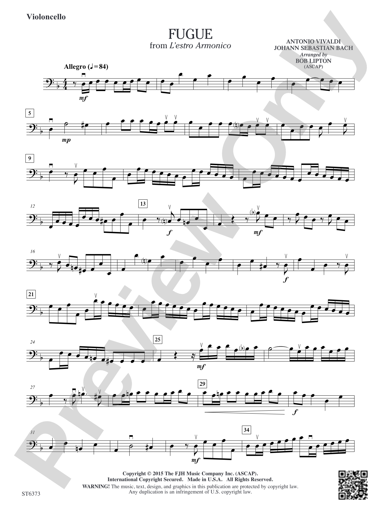 Fugue from L'estro Armonico: Violoncello