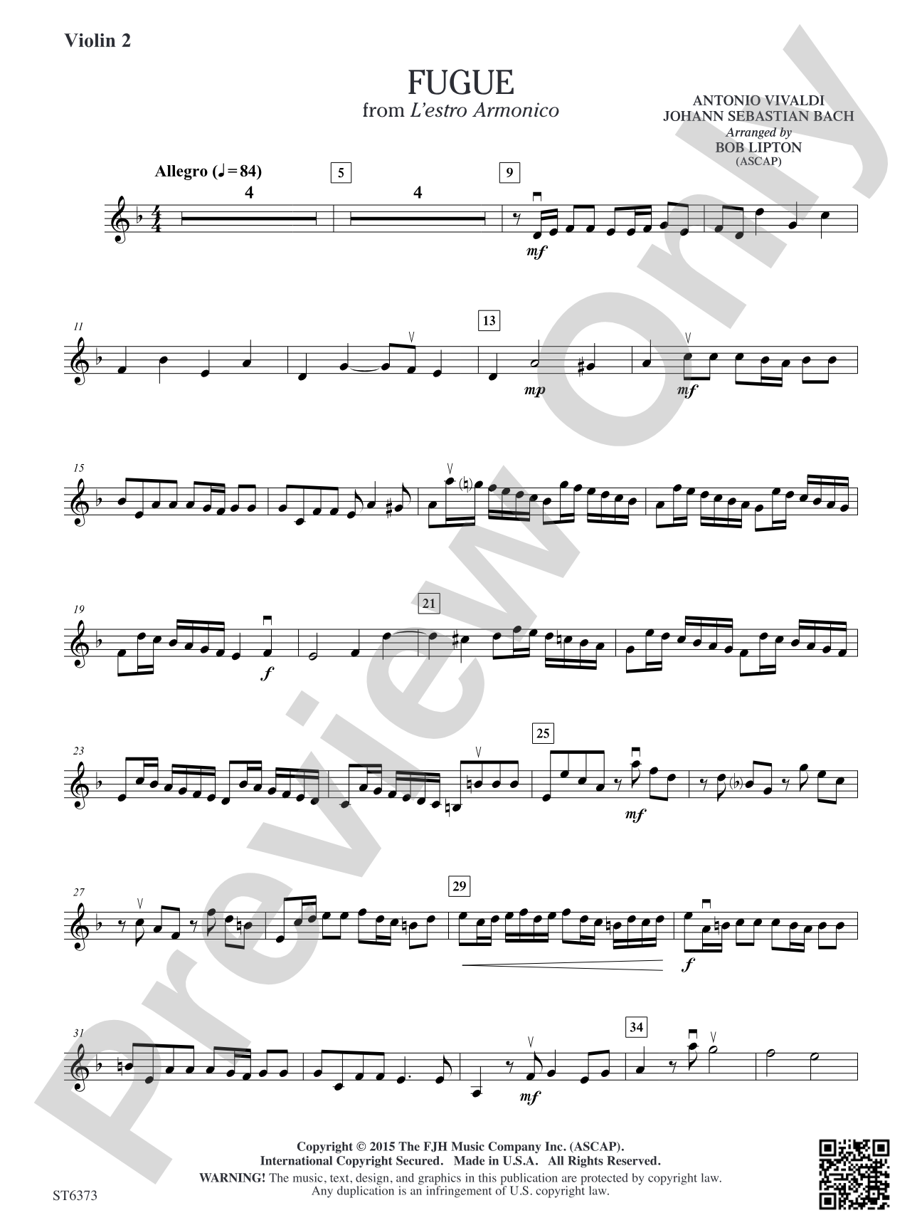 Fugue from L'estro Armonico: Violin 2