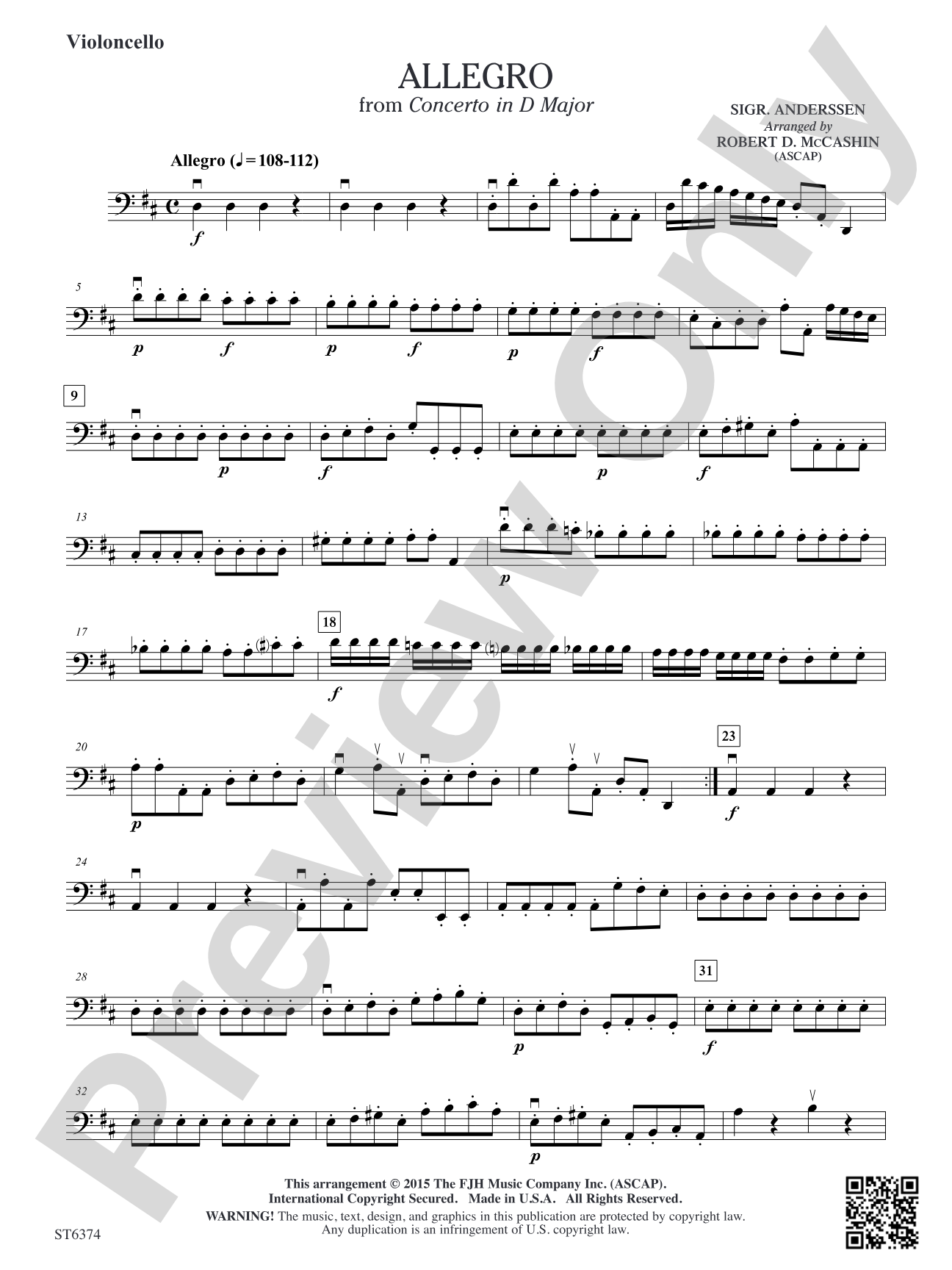 Allegro from Concerto in D Major: Violoncello
