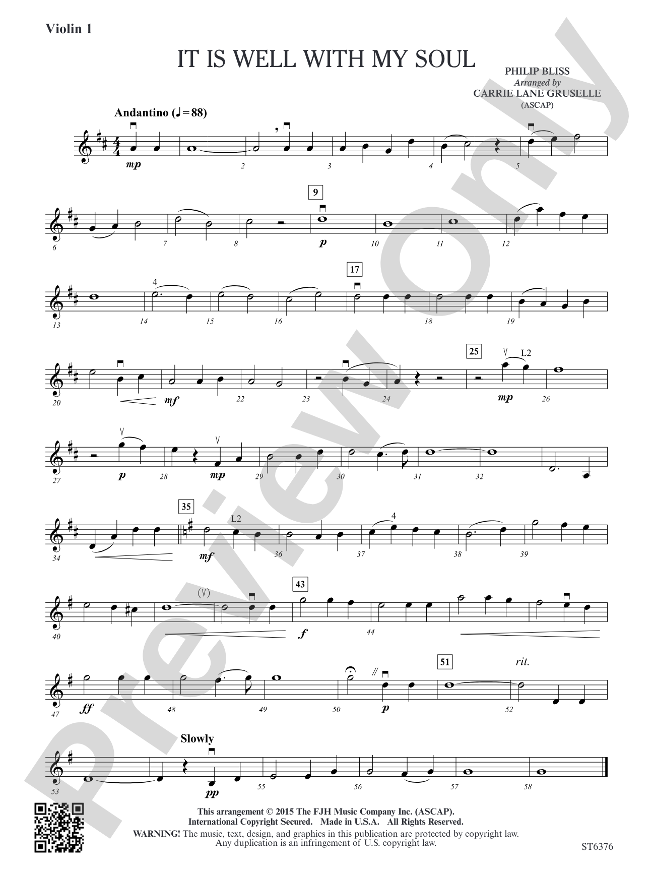It Is Well with My Soul: Violin 1