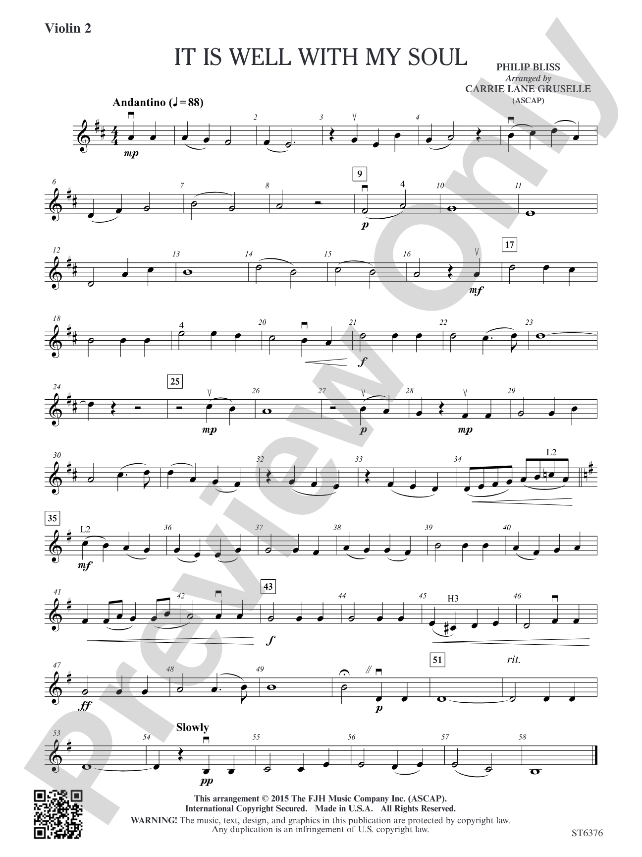 It Is Well with My Soul: Violin 2