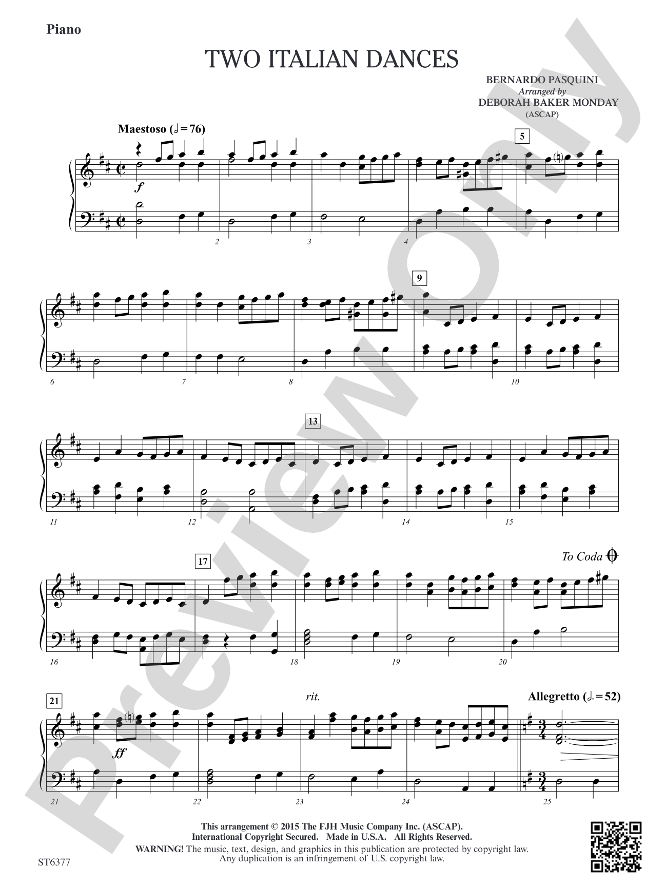 Two Italian Dances: Piano