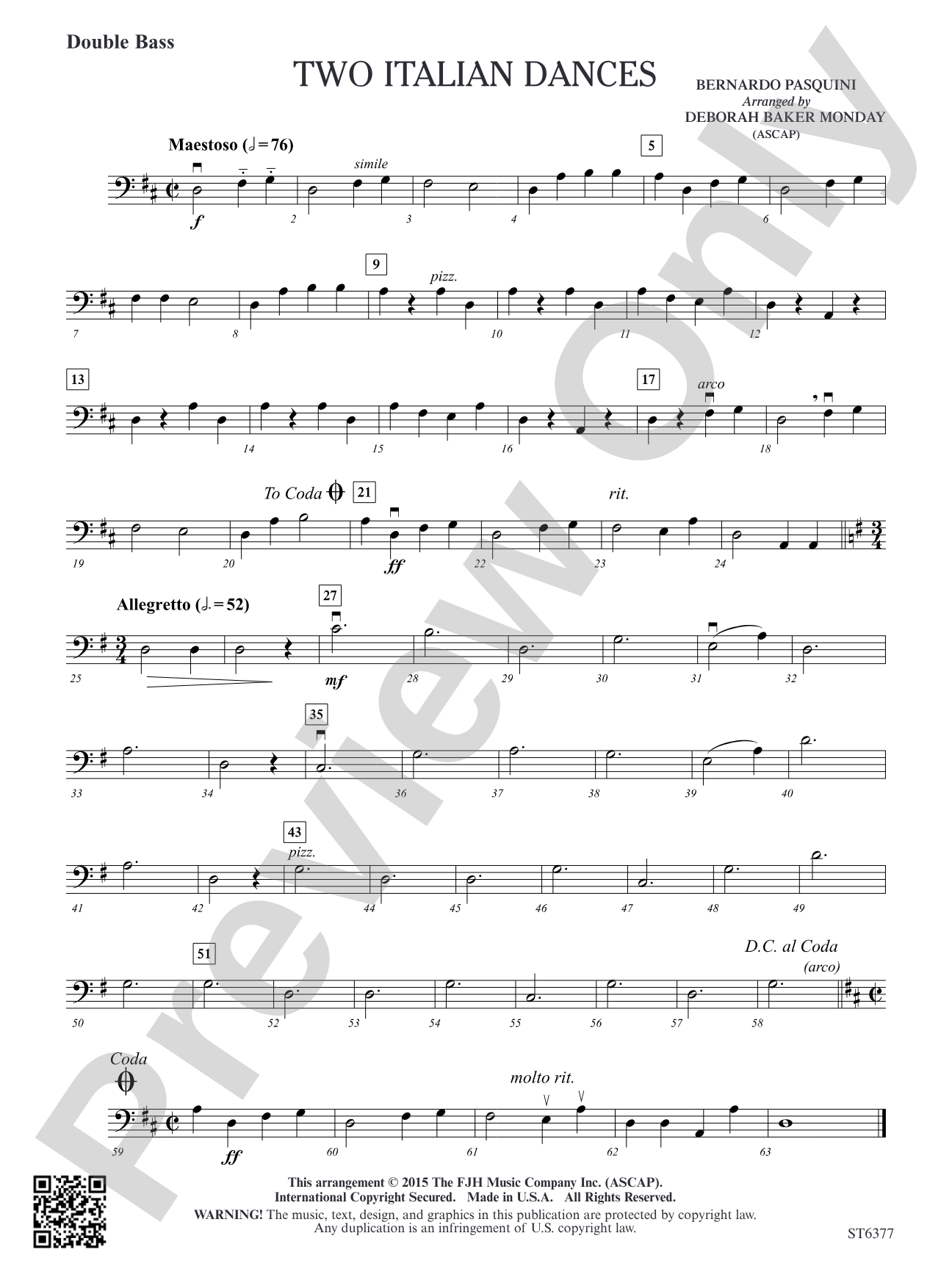 Two Italian Dances: Double Bass