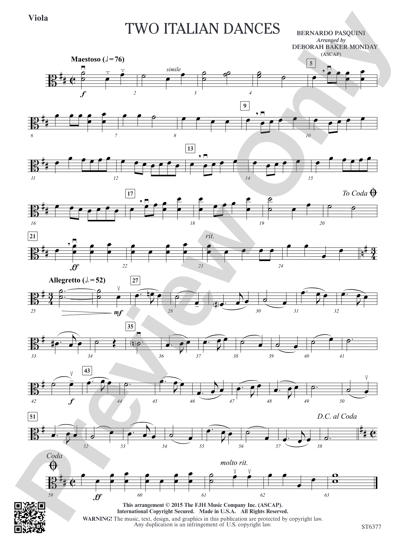 Two Italian Dances: Viola