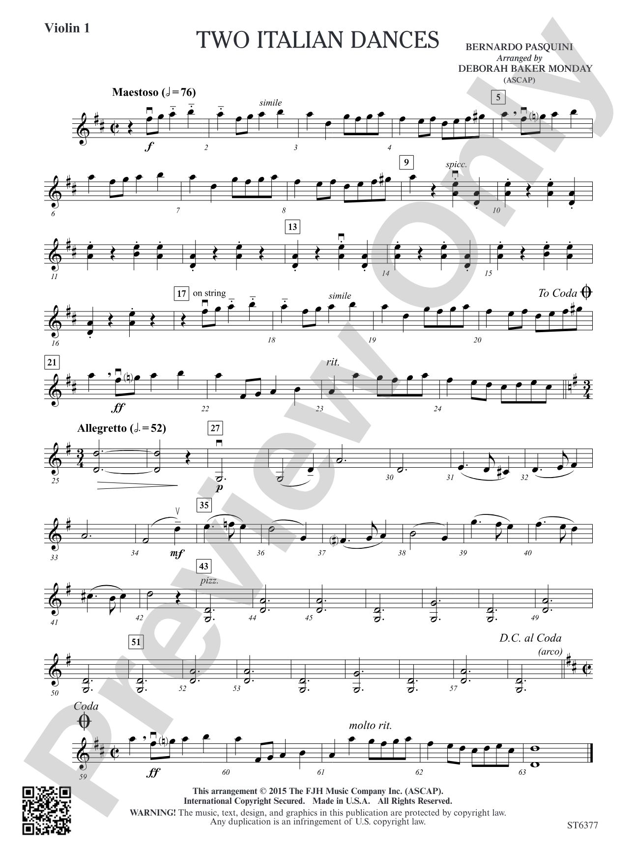 Two Italian Dances: Violin 1