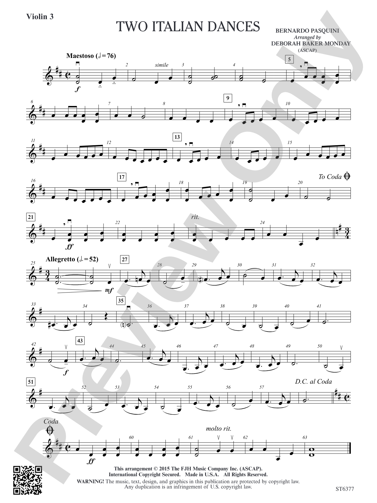 Two Italian Dances: Violin 3 (Viola T.C.)