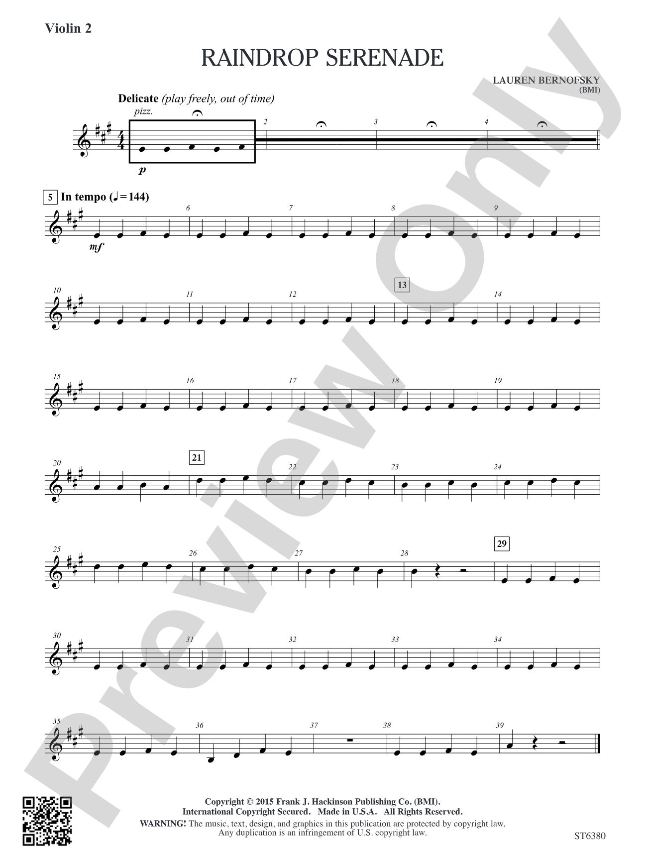 Raindrop Serenade: Violin 2 (Viola T.C.)