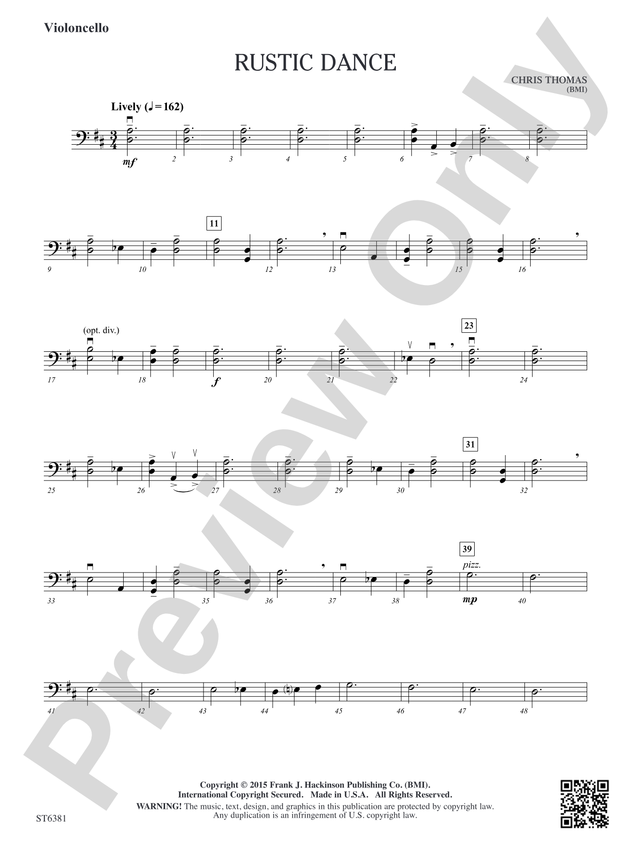 Rustic Dance: Violoncello