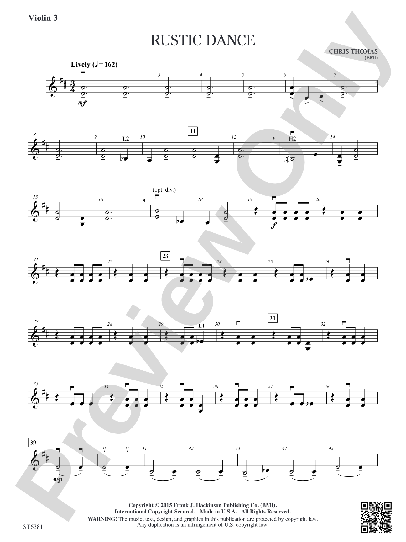 Rustic Dance: Violin 3 (Viola T.C.)