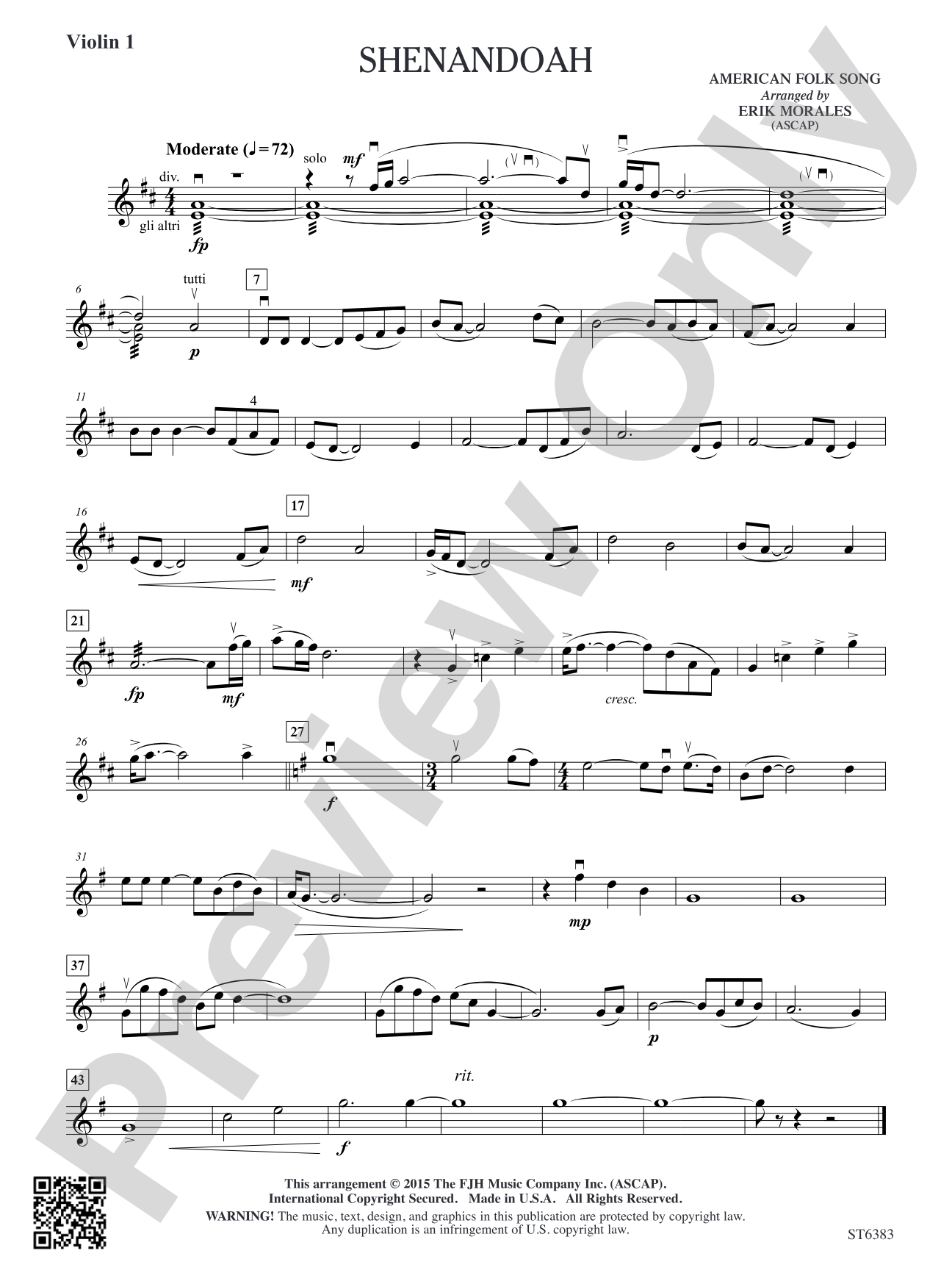 Shenandoah: Violin 1