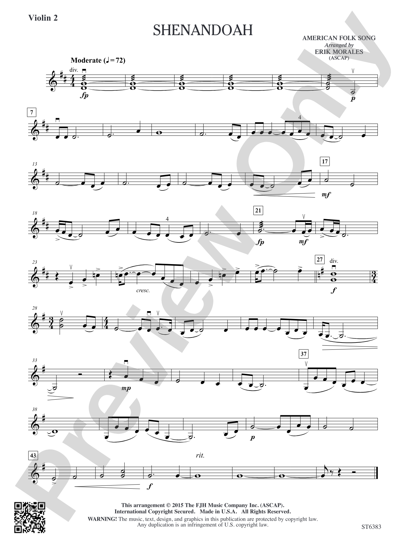 Shenandoah: Violin 2