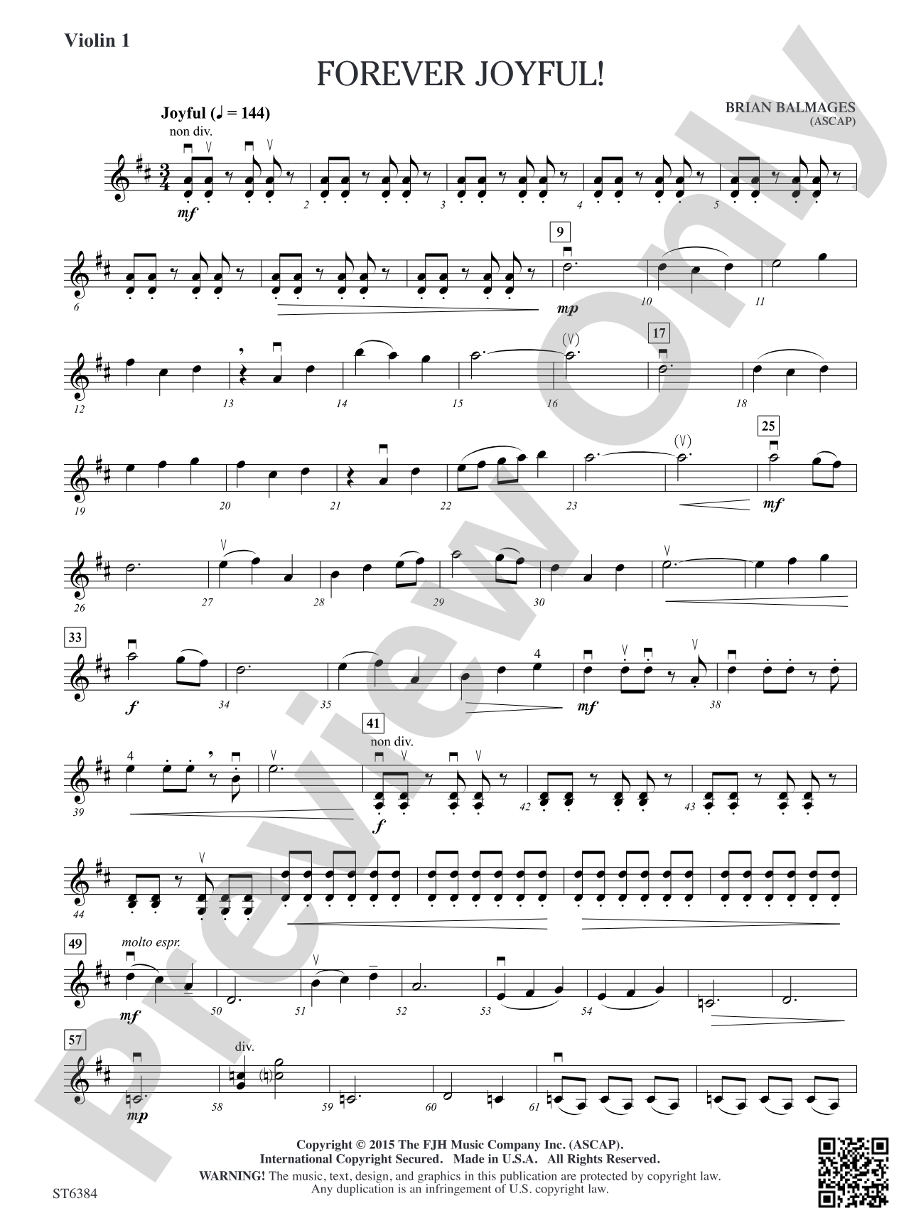 Forever Joyful!: Violin 1