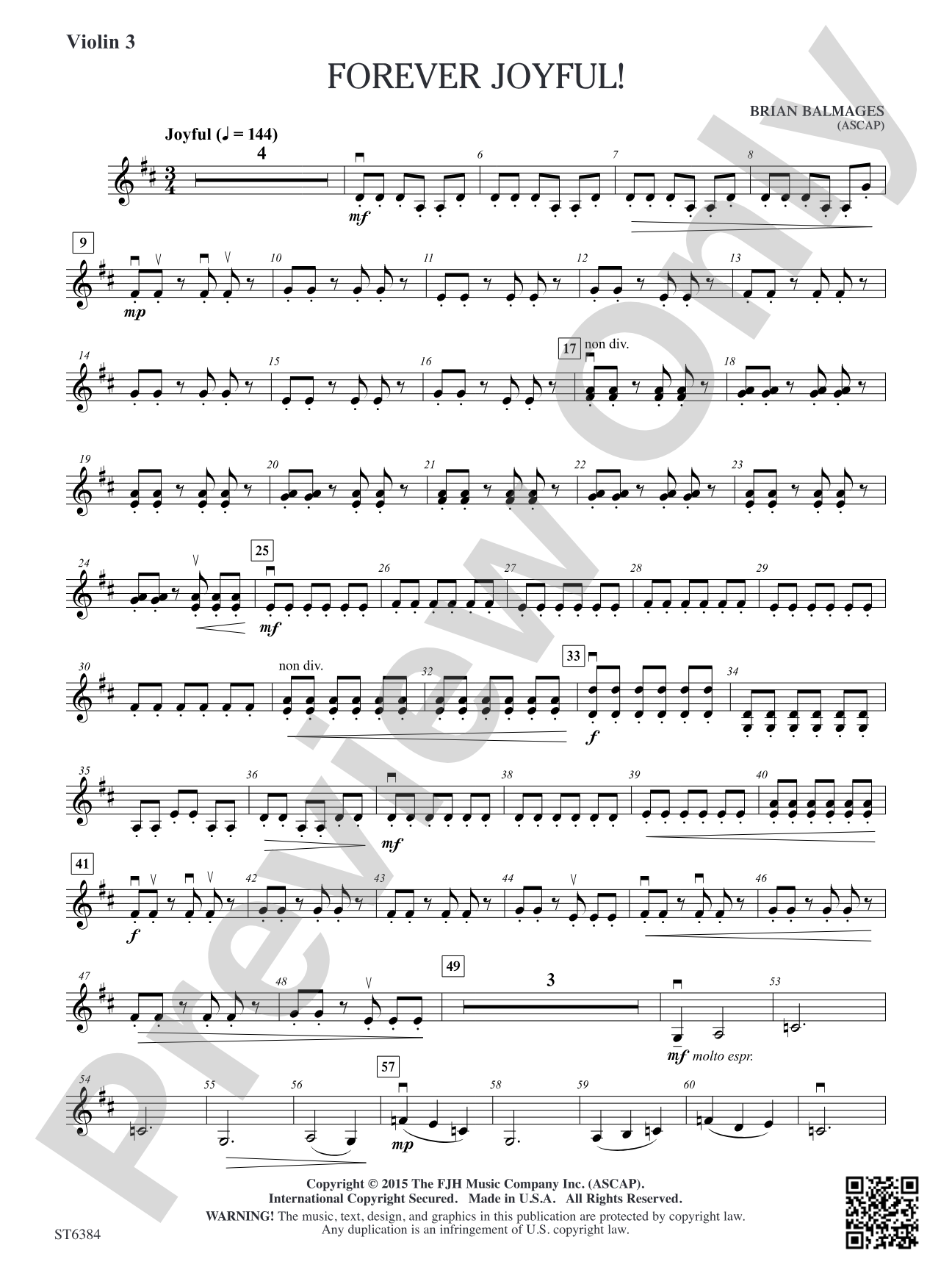Forever Joyful!: Violin 3 (Viola T.C.)