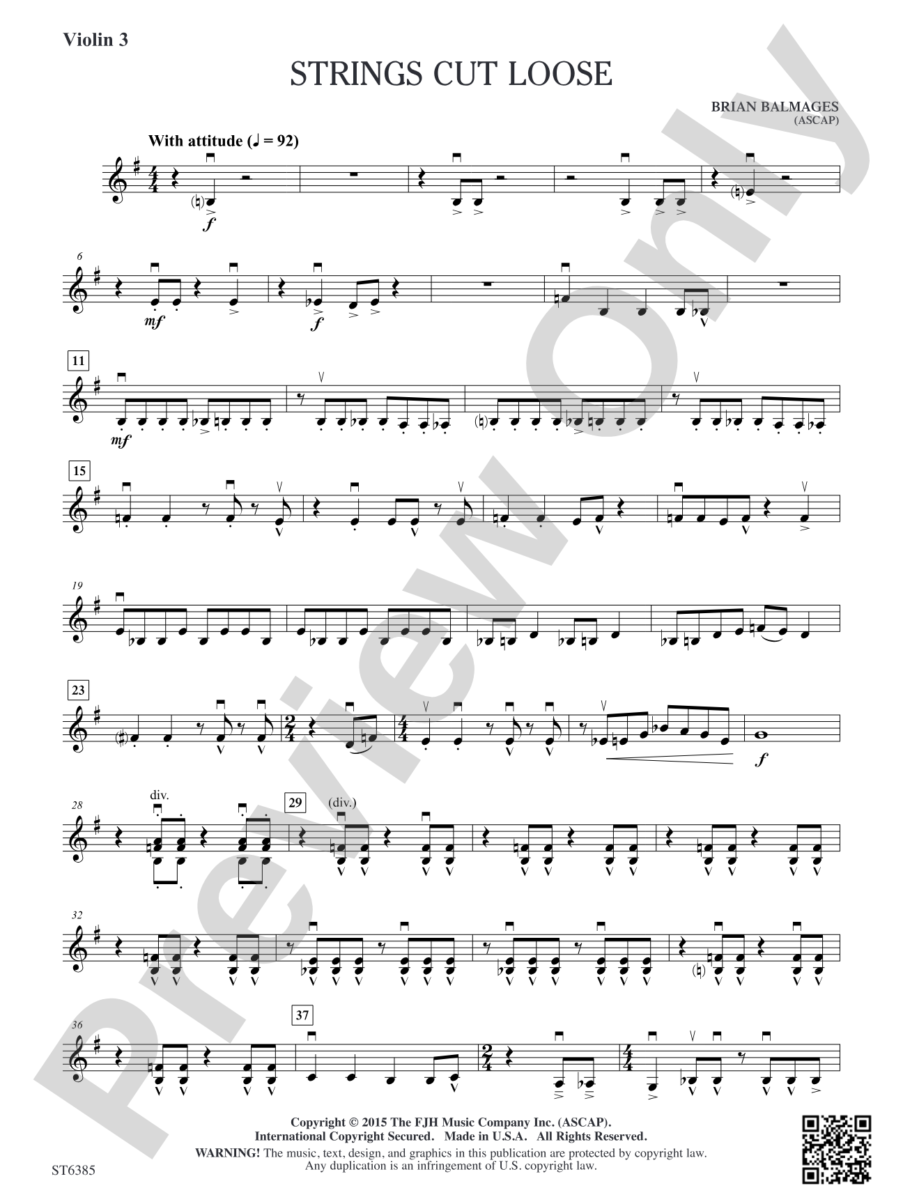 Strings Cut Loose: Violin 3 (Viola T.C.)