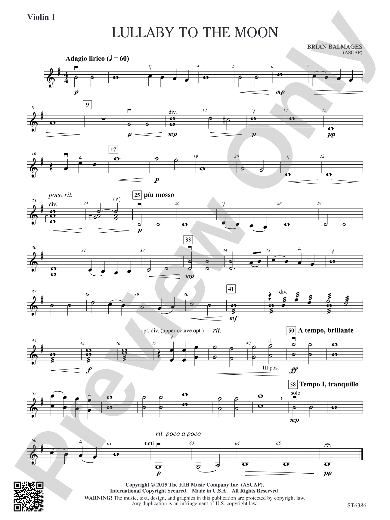 Lullaby to the Moon: Violin 1