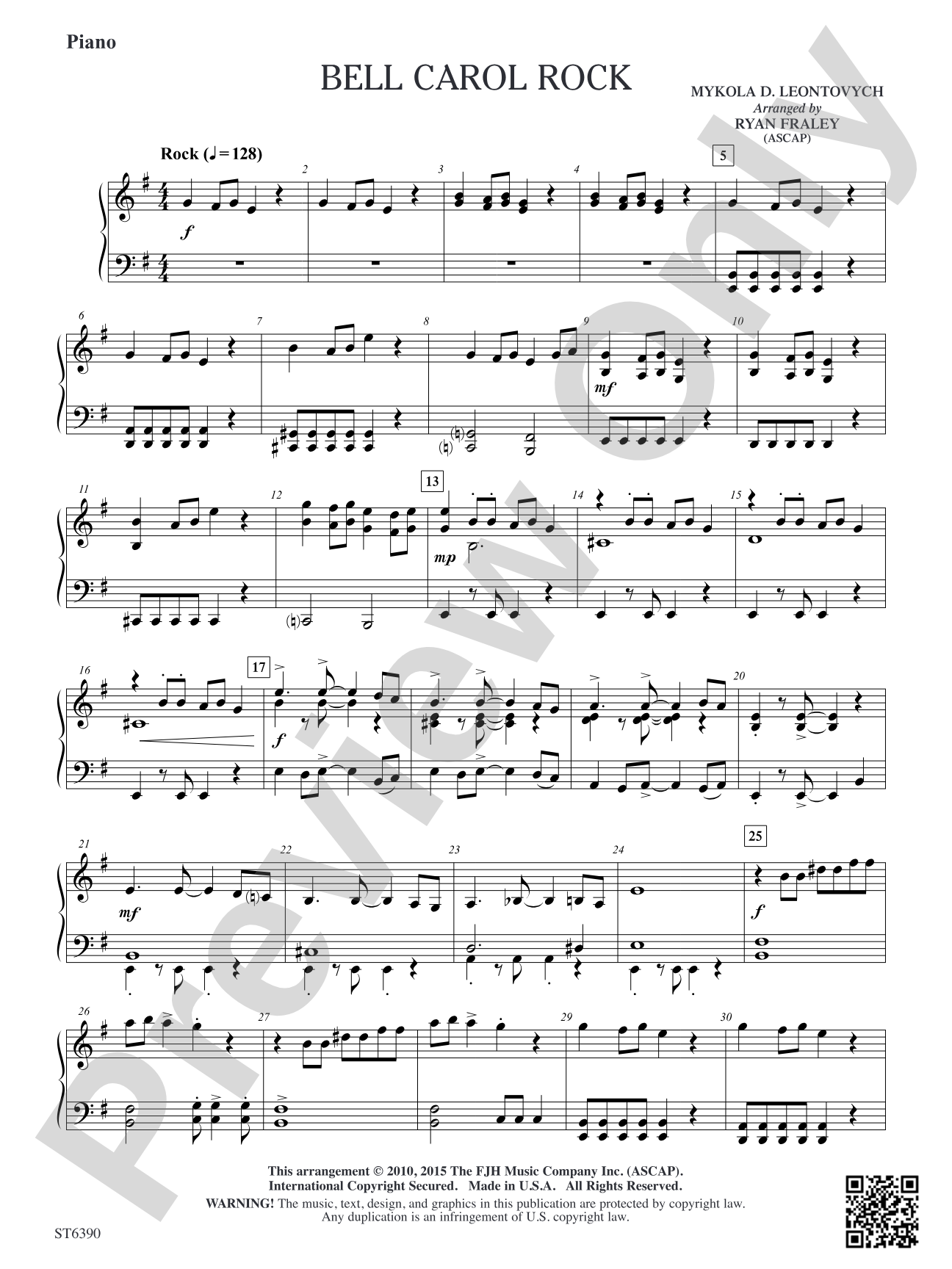 Bell Carol Rock: Rehearsal Piano