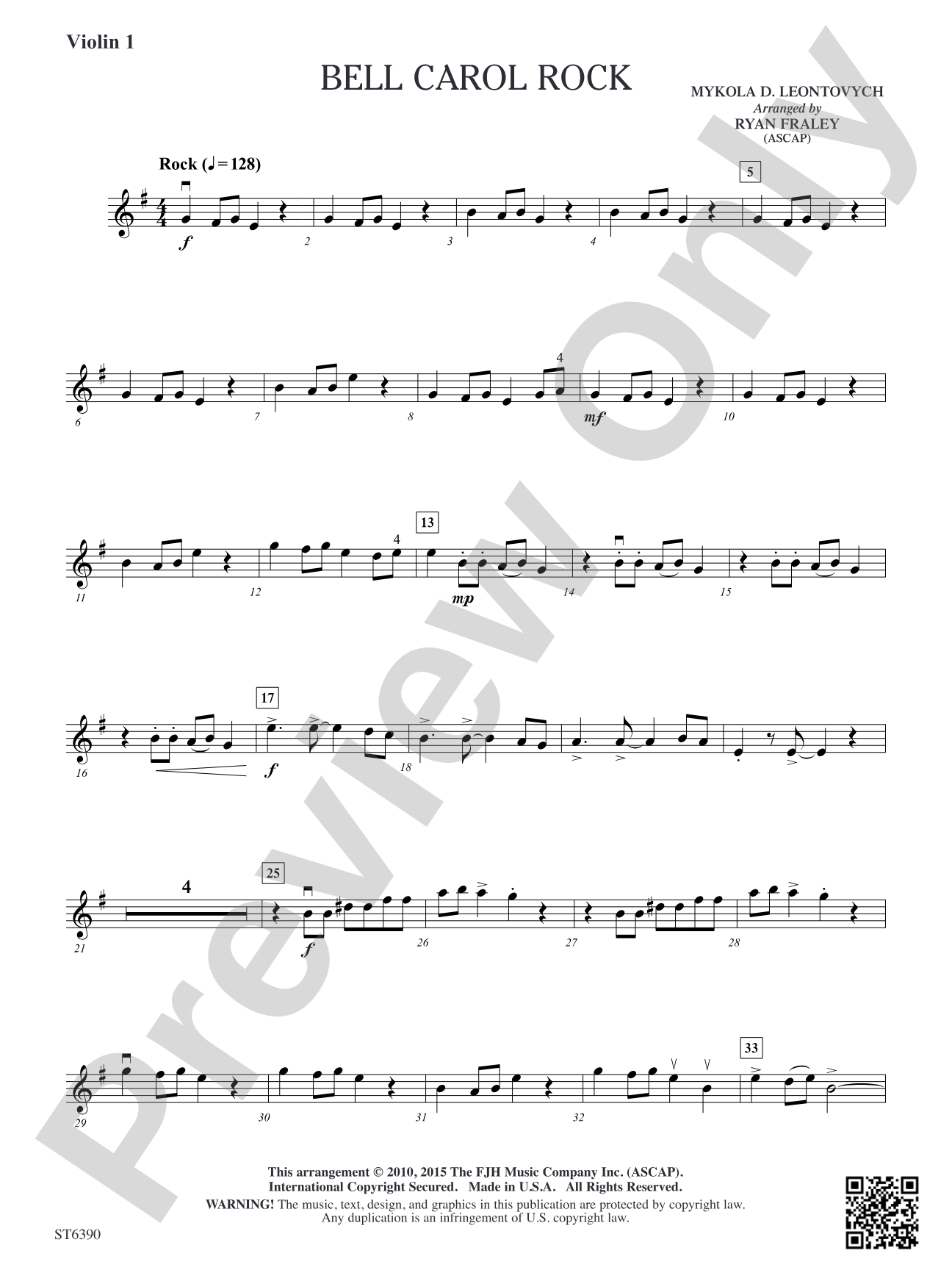 Bell Carol Rock: Violin 1