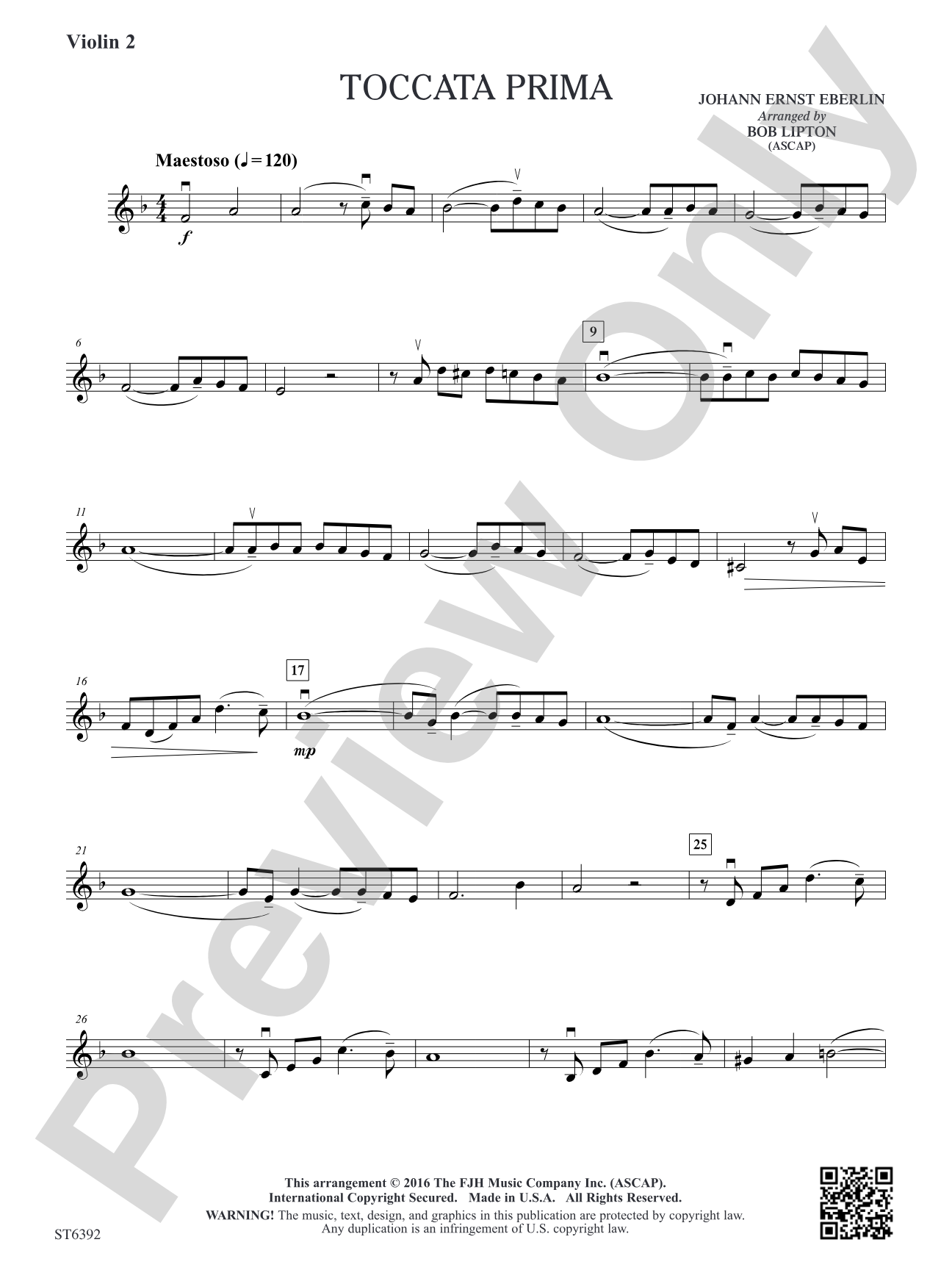 Toccata Prima: Violin 2