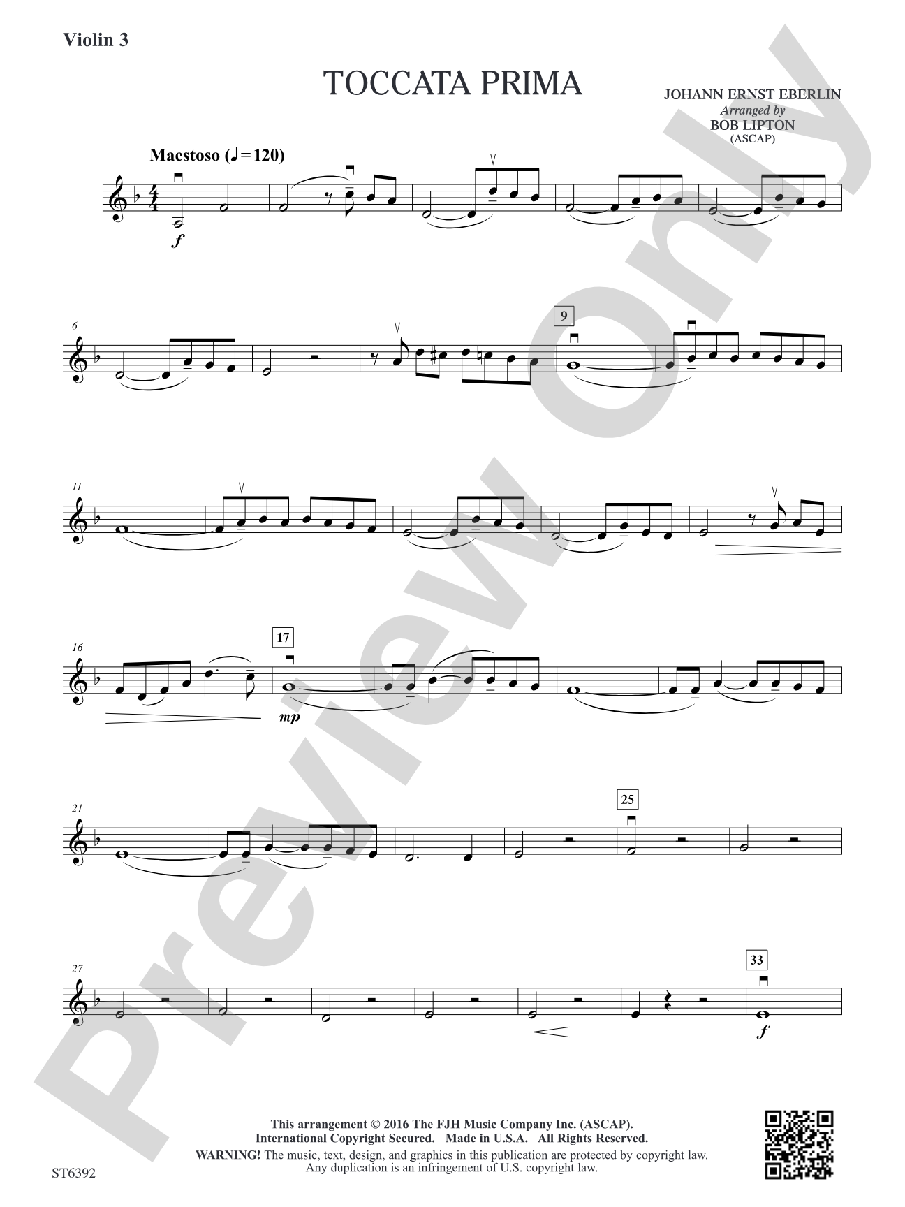 Toccata Prima: Violin 3 (Viola T.C.)