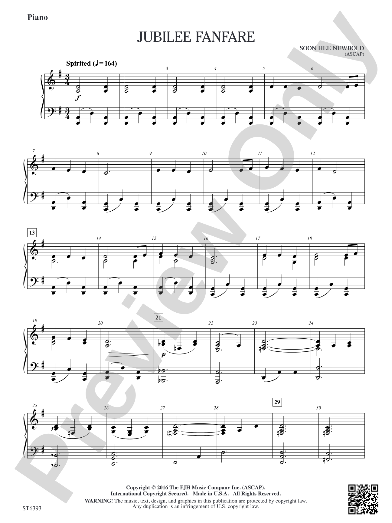 Jubilee Fanfare: Piano