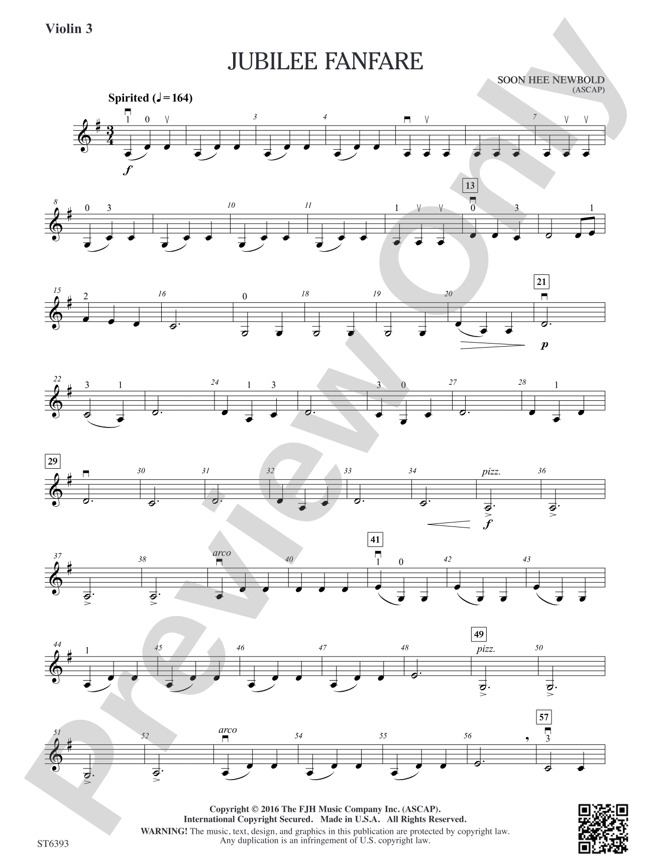 Jubilee Fanfare: Violin 3 (Viola T.C.)