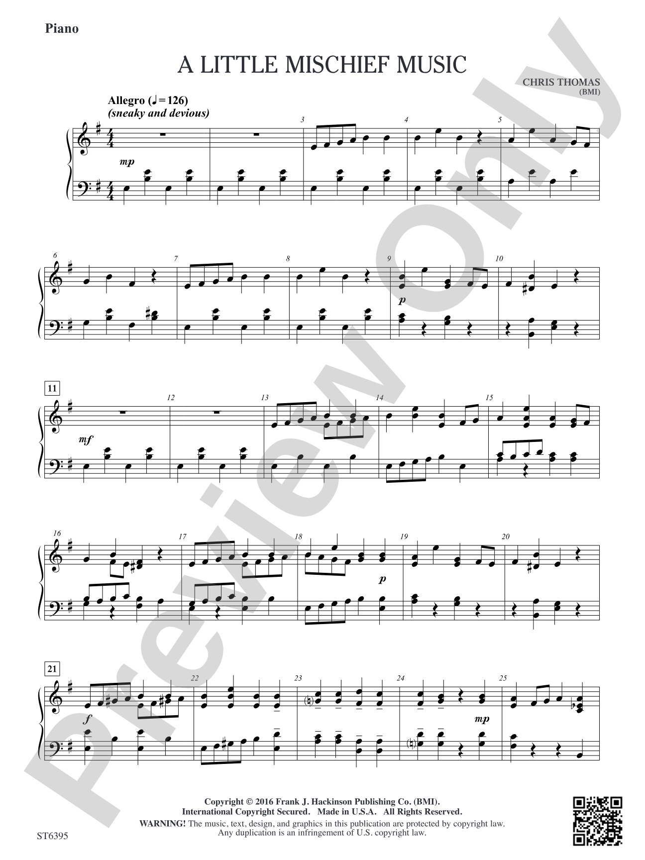 A Little Mischief Music: Piano