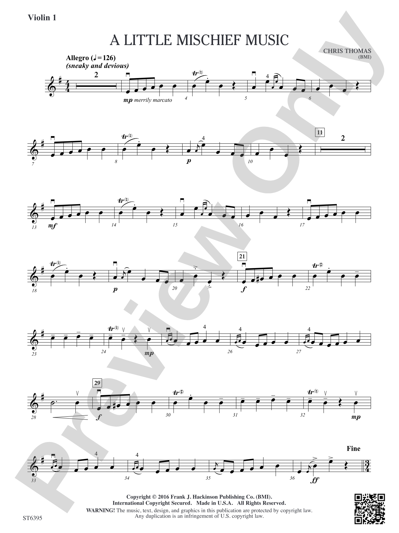 A Little Mischief Music: Violin 1