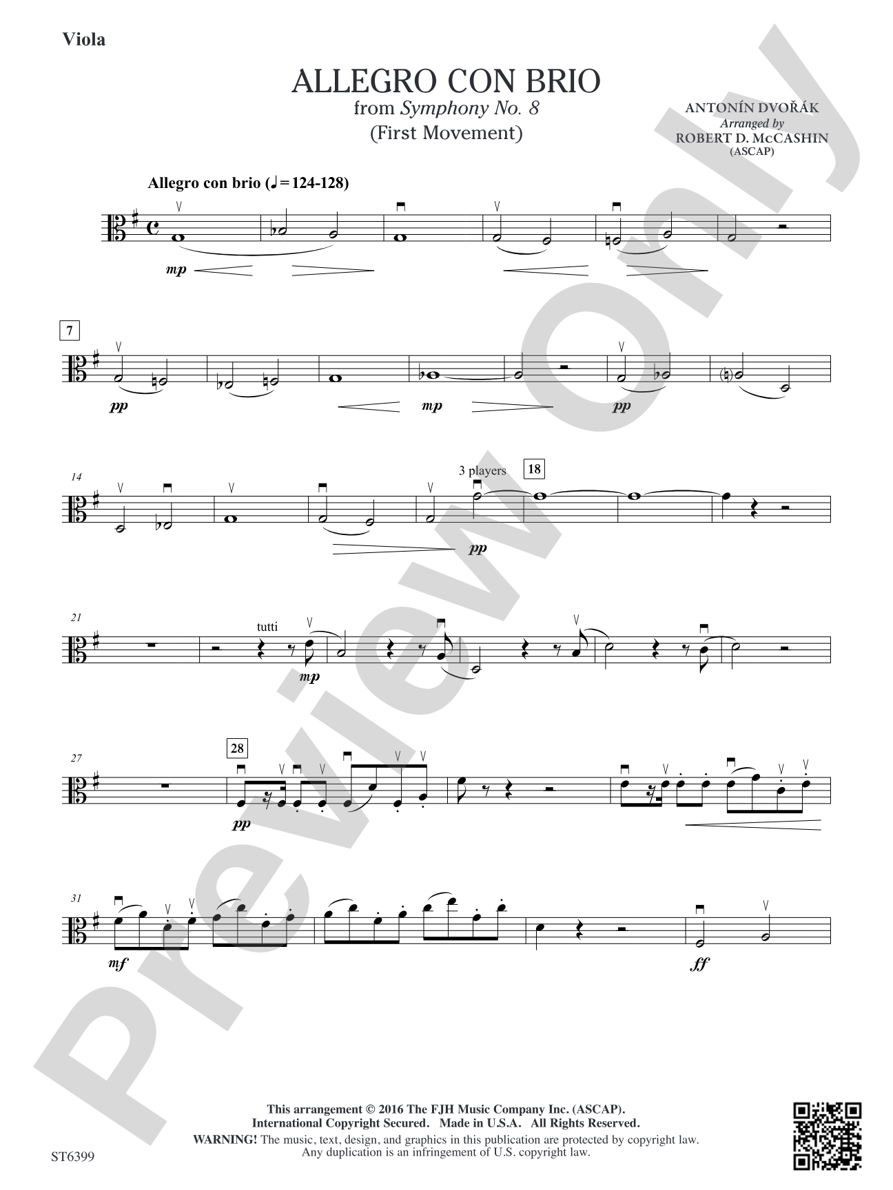 Allegro Con Brio from Symphony No. 8 (First Movement): Viola