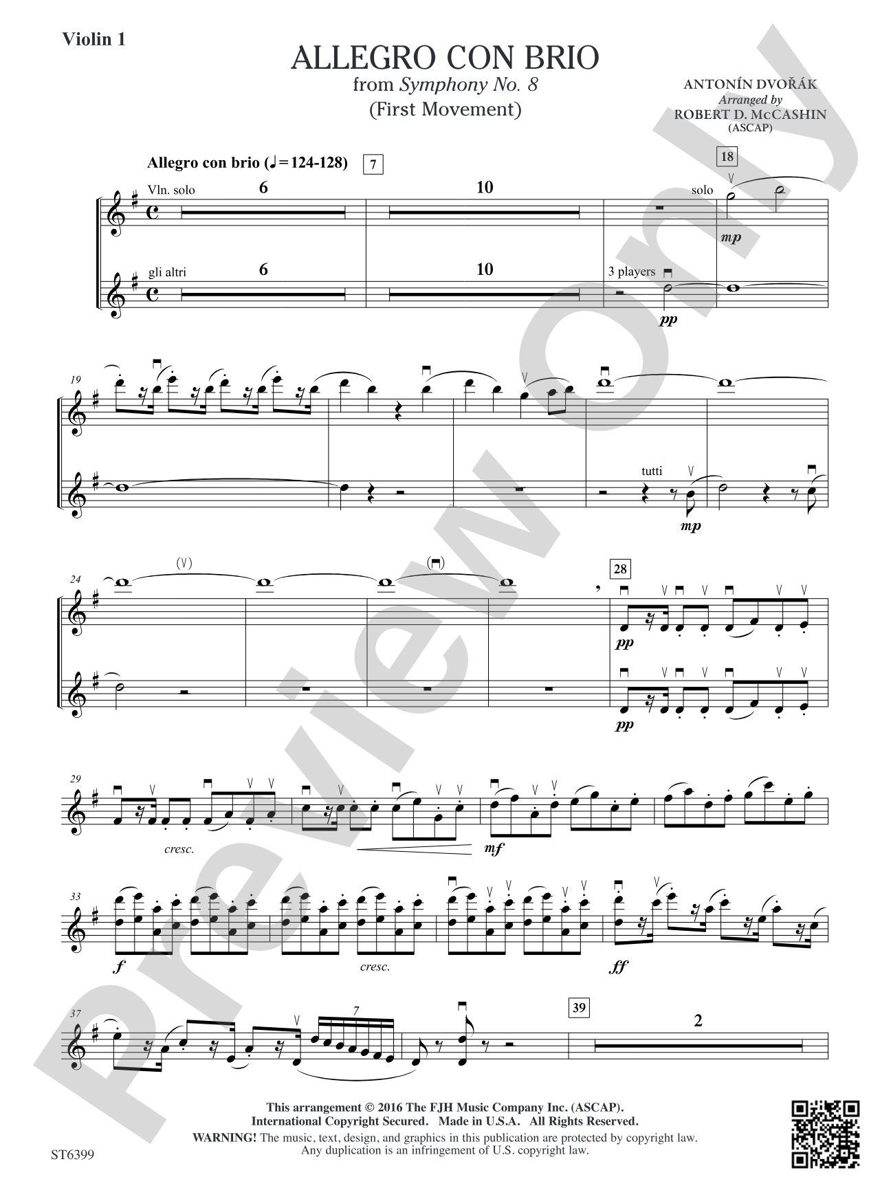Allegro Con Brio from Symphony No. 8 (First Movement): Violin 1