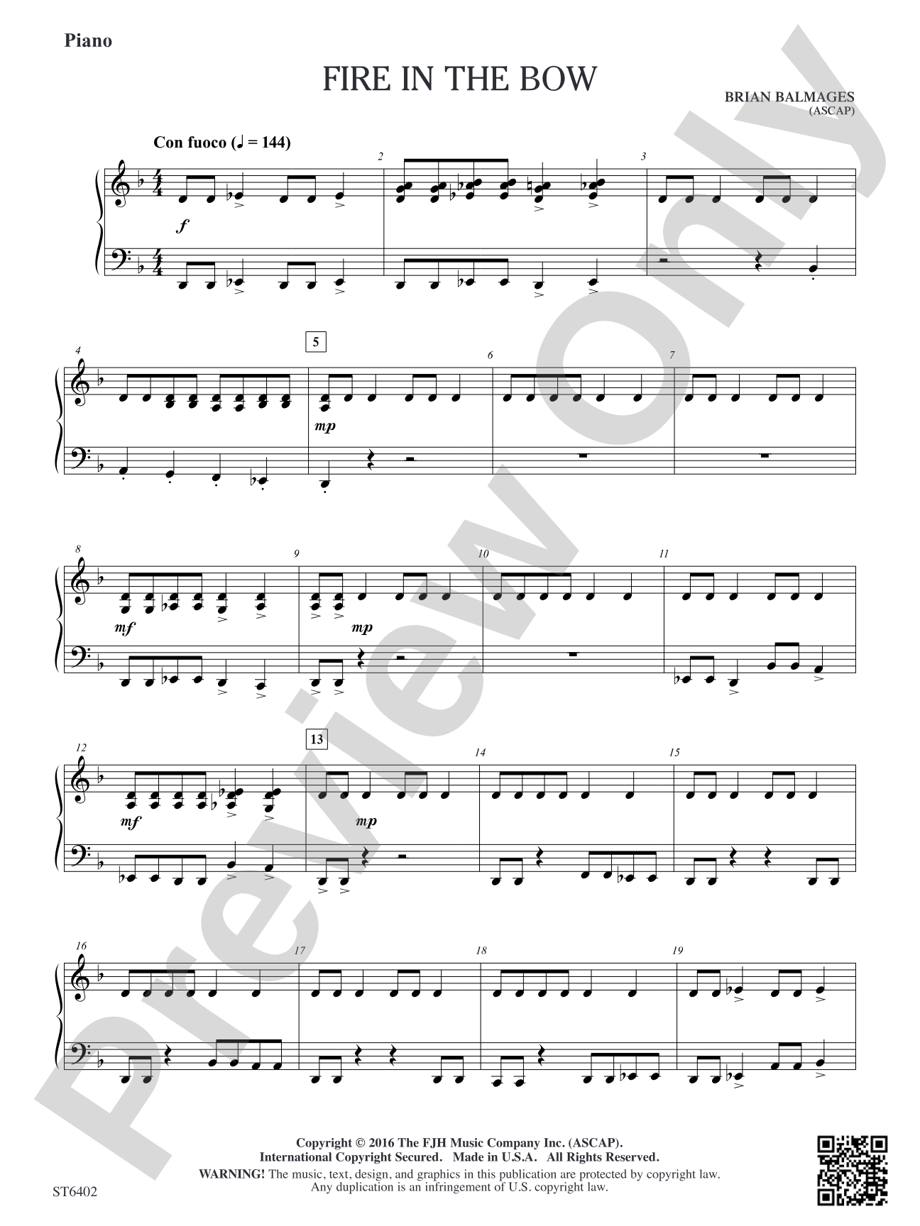 Fire in the Bow: Piano