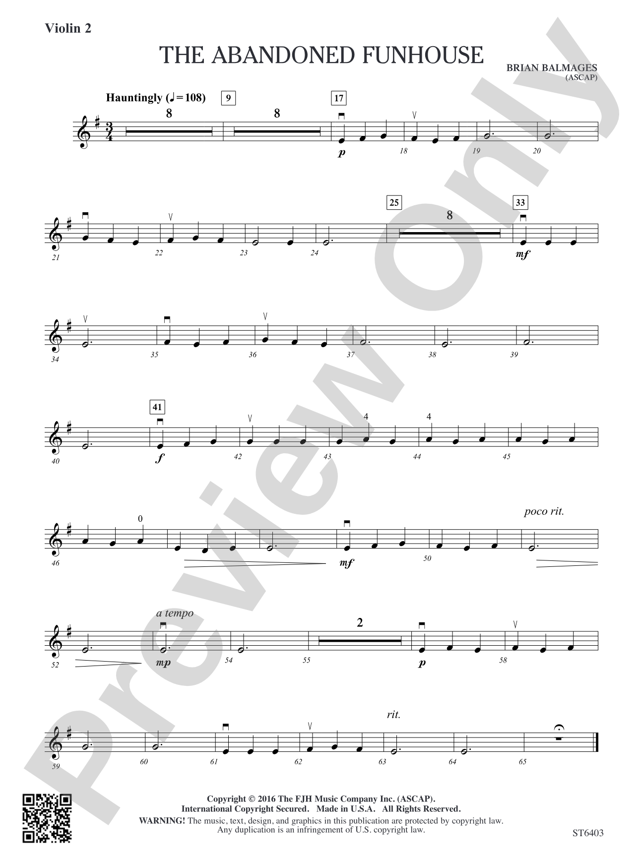 The Abandoned Funhouse: Violin 2 (Viola T.C.)