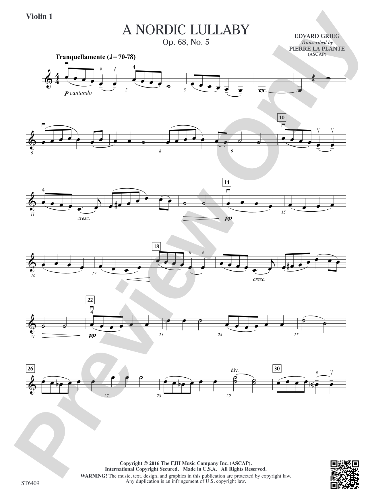 A Nordic Lullaby: Violin 1