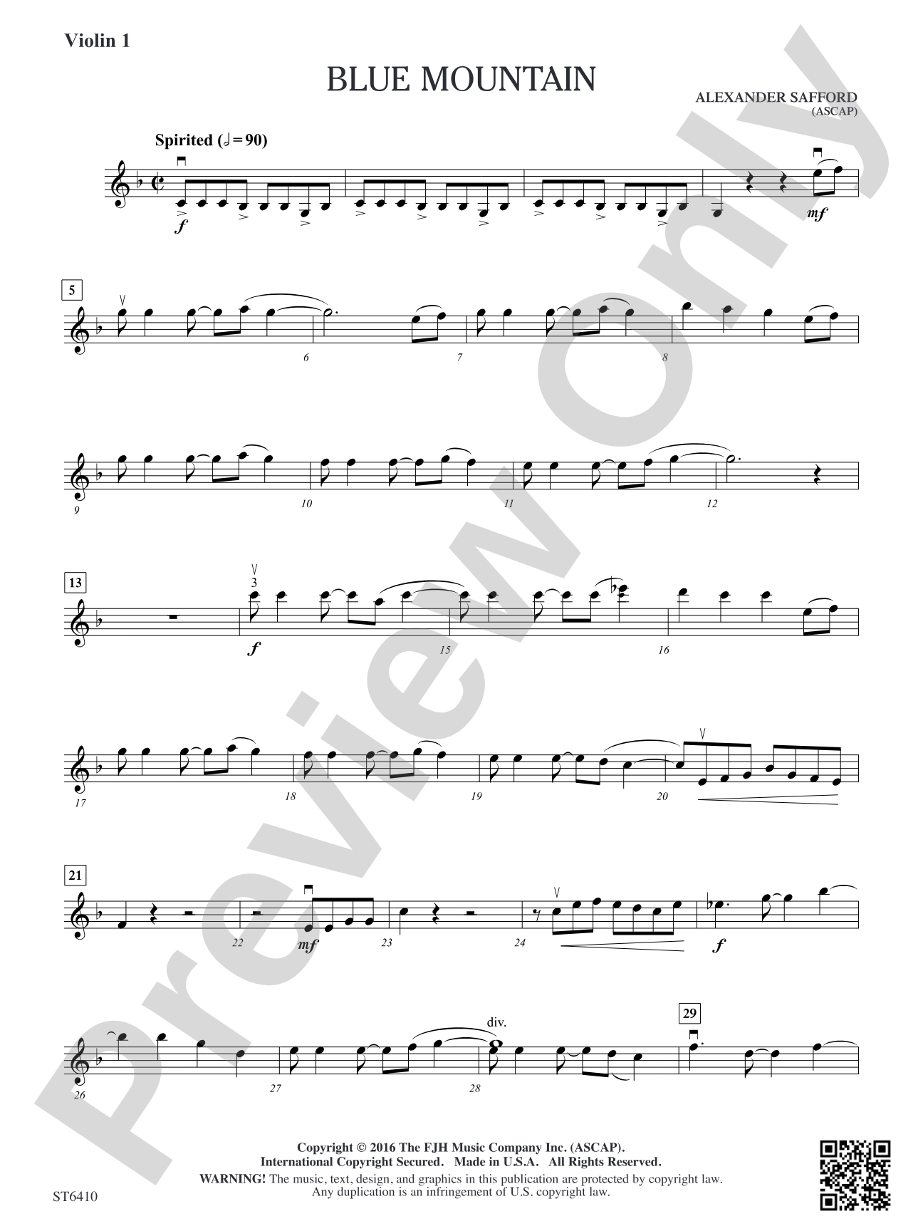 Blue Mountain: Violin 1